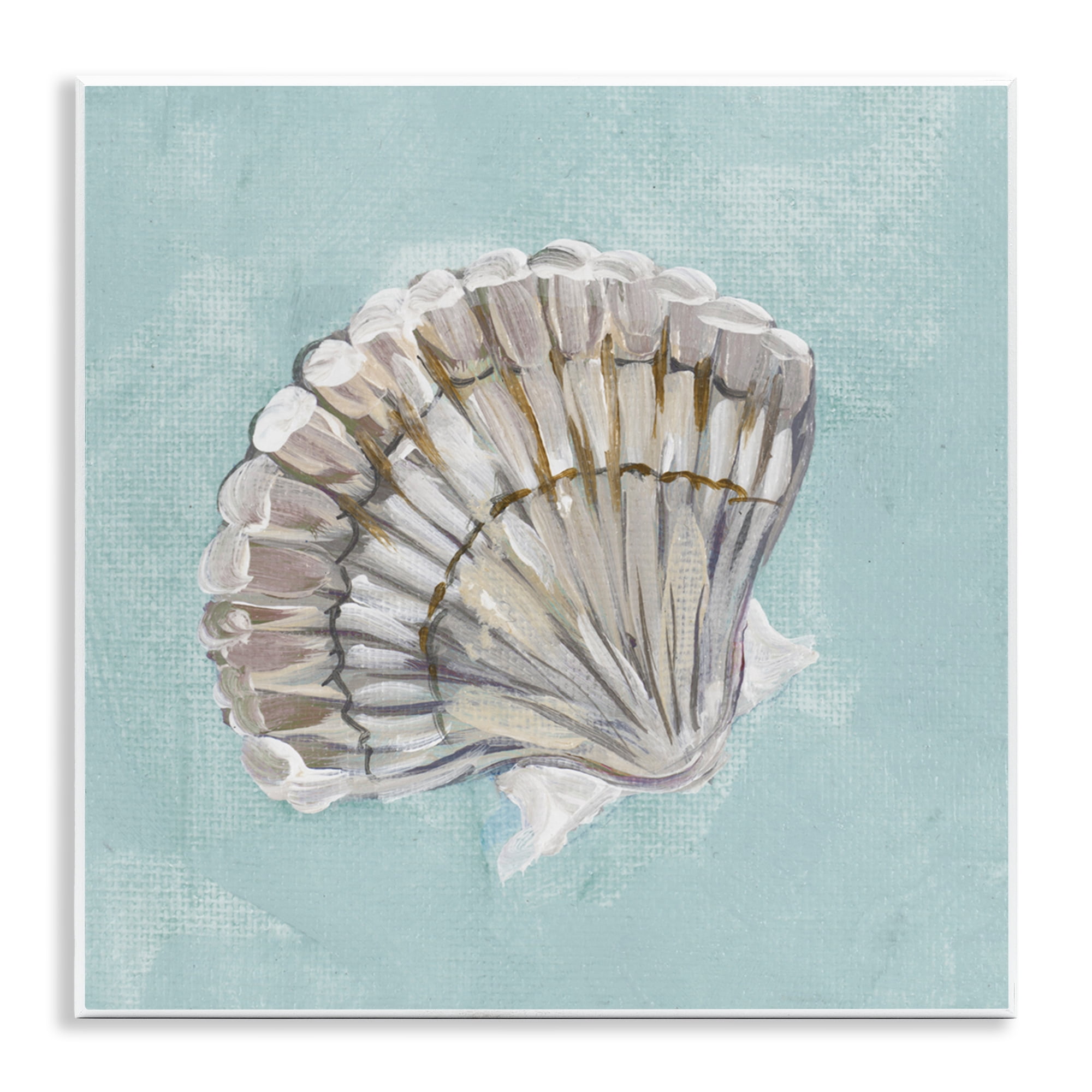 Stupell Industries Brushed Clam Shell Coastal Painting Unframed Art Print Wall Art, 12 x 12