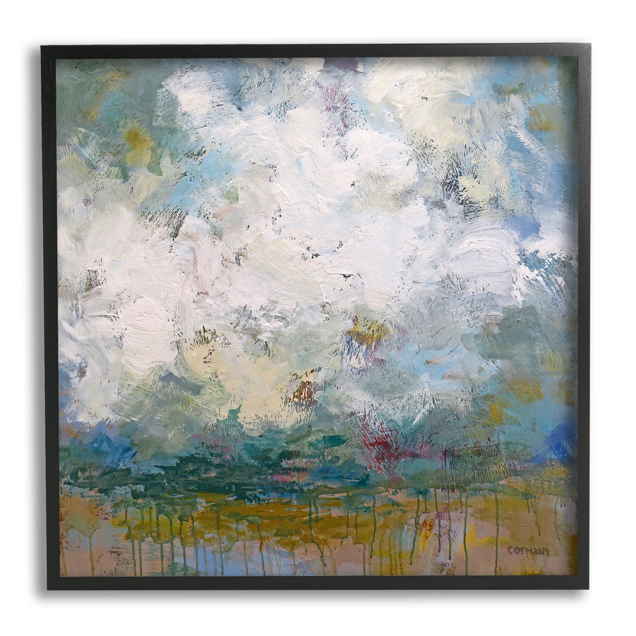 Stupell Industries Brushed Clouds Abstract Painting Painting Black Framed Art Print Wall Art, Design by Claire Cormany