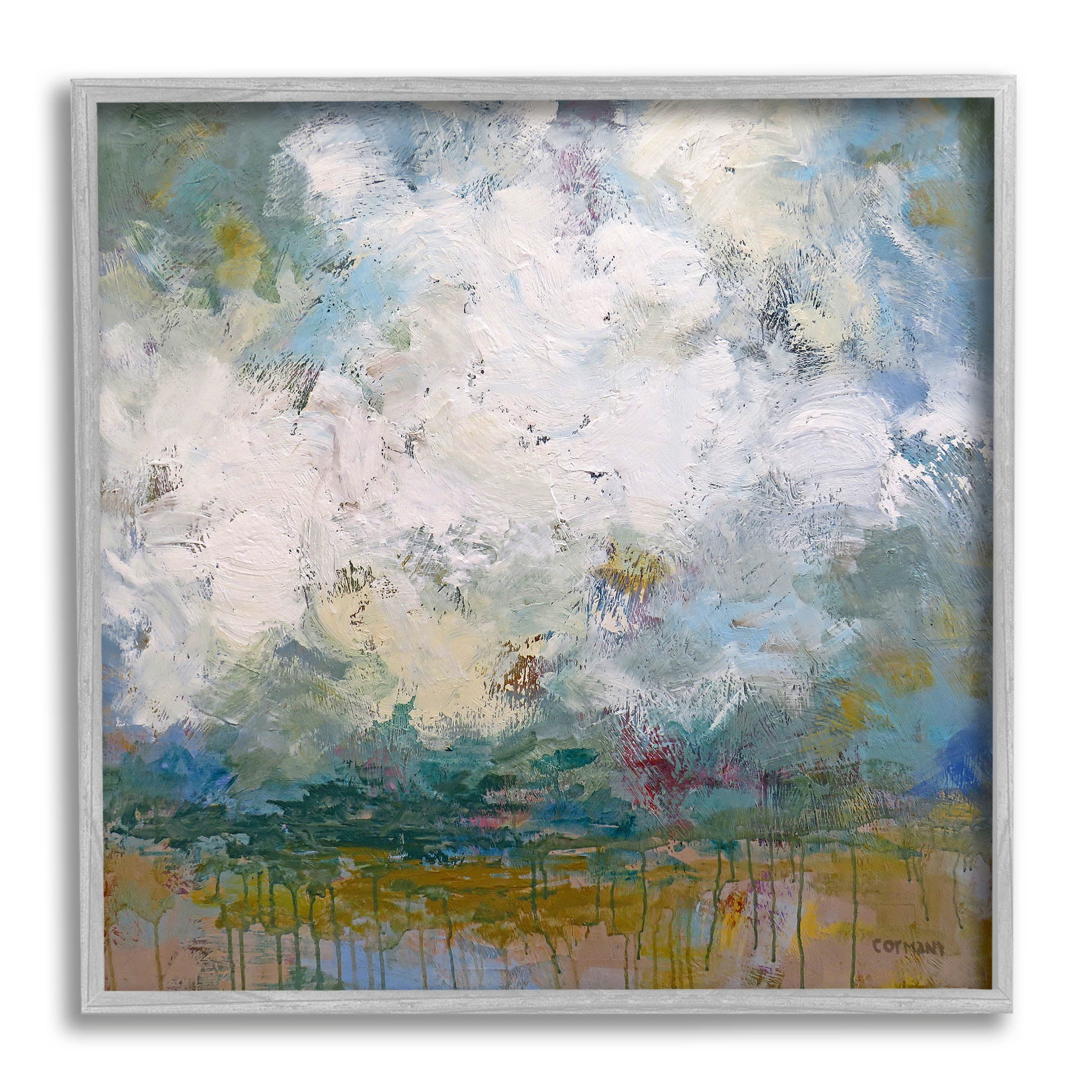 Stupell Industries Brushed Clouds Abstract Painting Painting Gray Framed Art Print Wall Art, Design by Claire Cormany