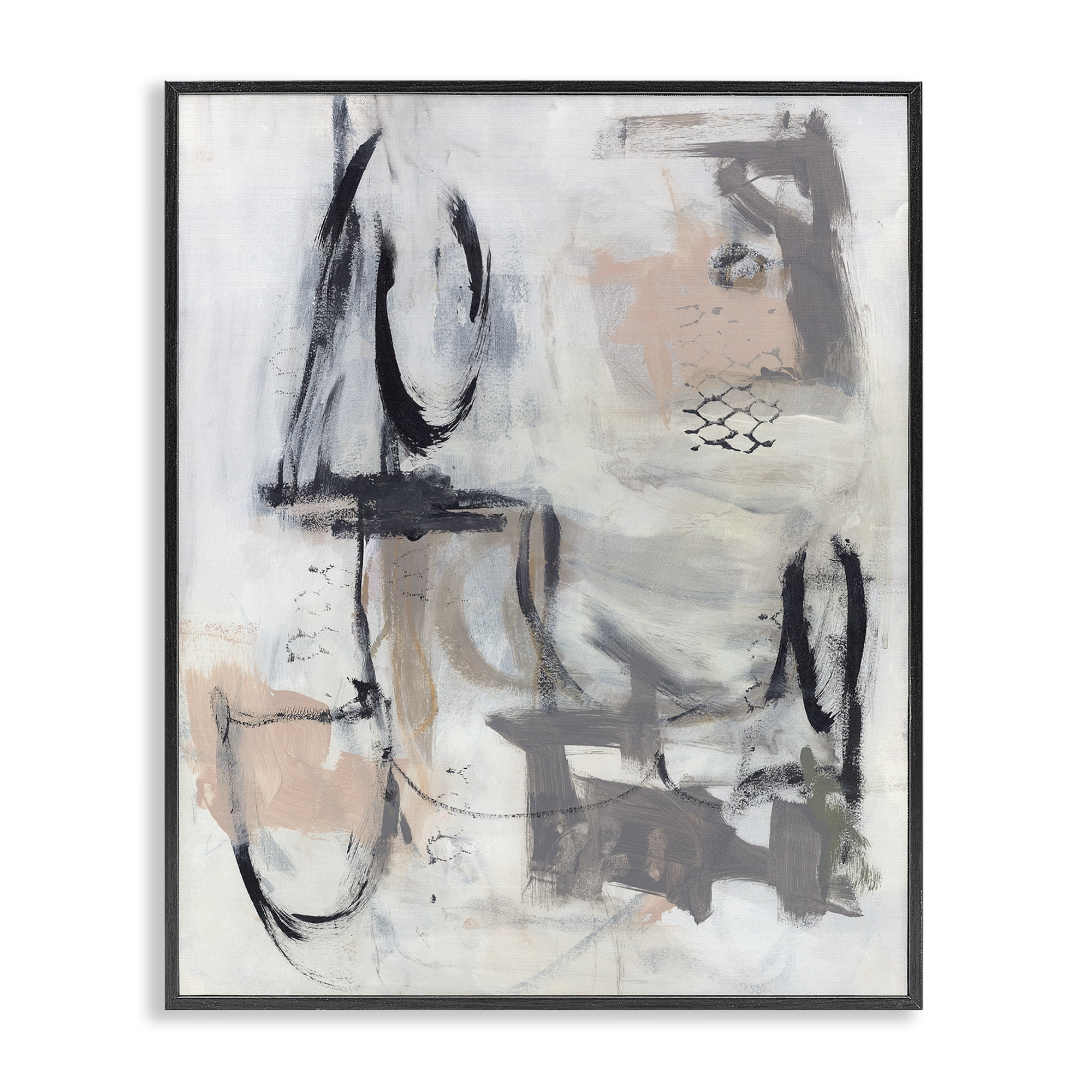 Stupell Industries Brushed Collage Abstract Abstract Painting Black Framed Art Print Wall Art, 16 x 20