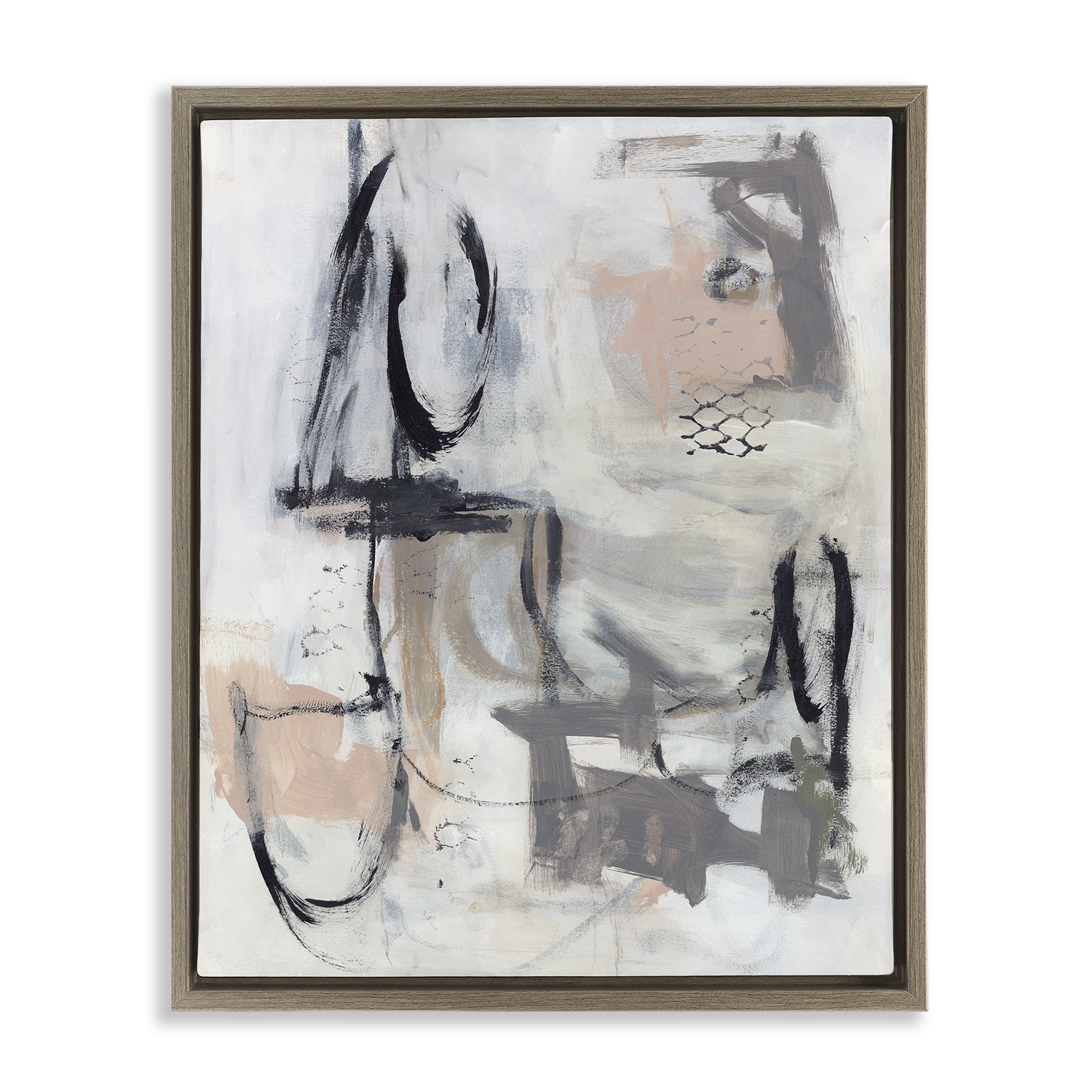 Stupell Industries Brushed Collage Abstract Abstract Painting Brown Floater Framed Canvas Art Print Wall Art, 17 x 21