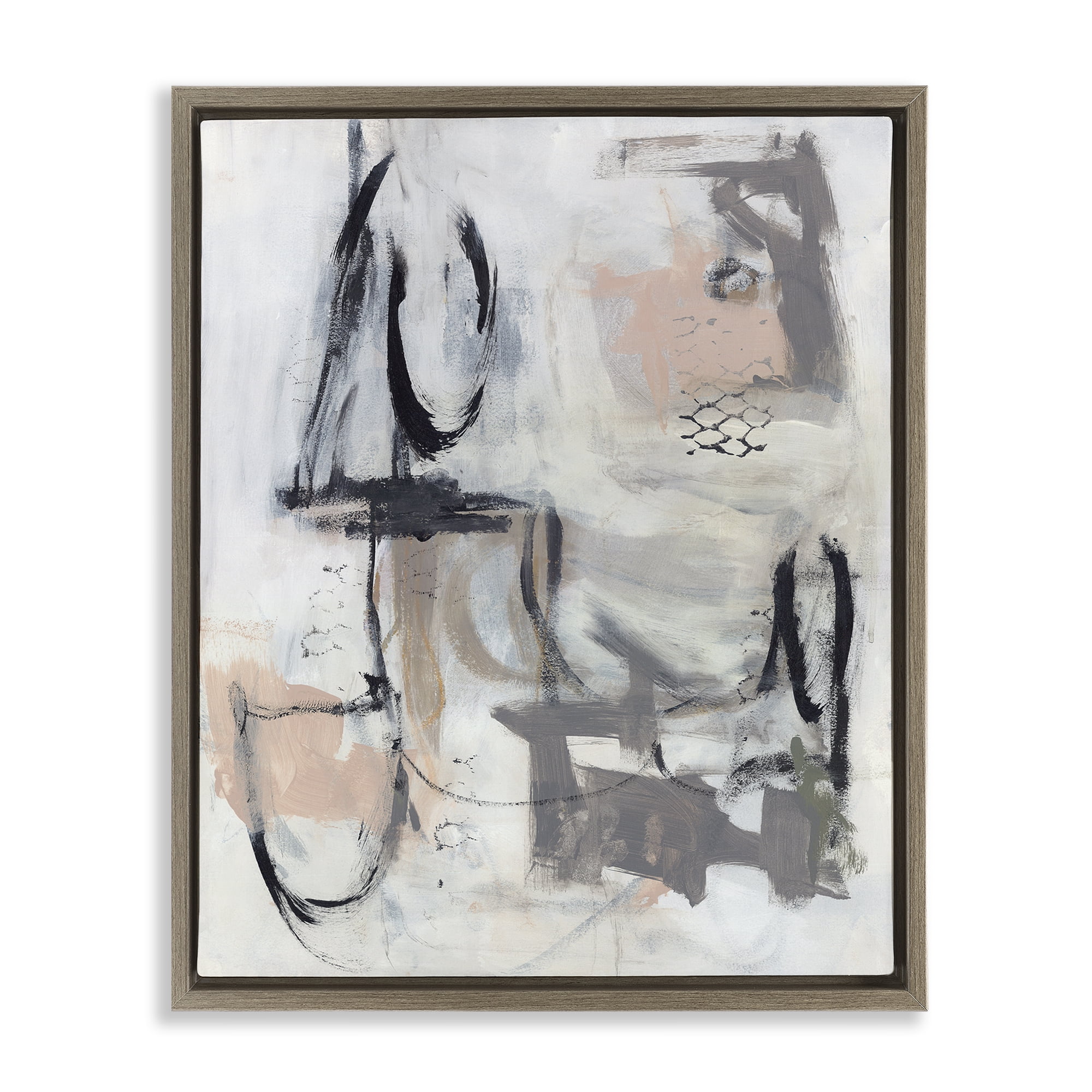 Stupell Industries Brushed Collage Abstract Abstract Painting Brown Floater Framed Canvas Art Print Wall Art, 25 x 31