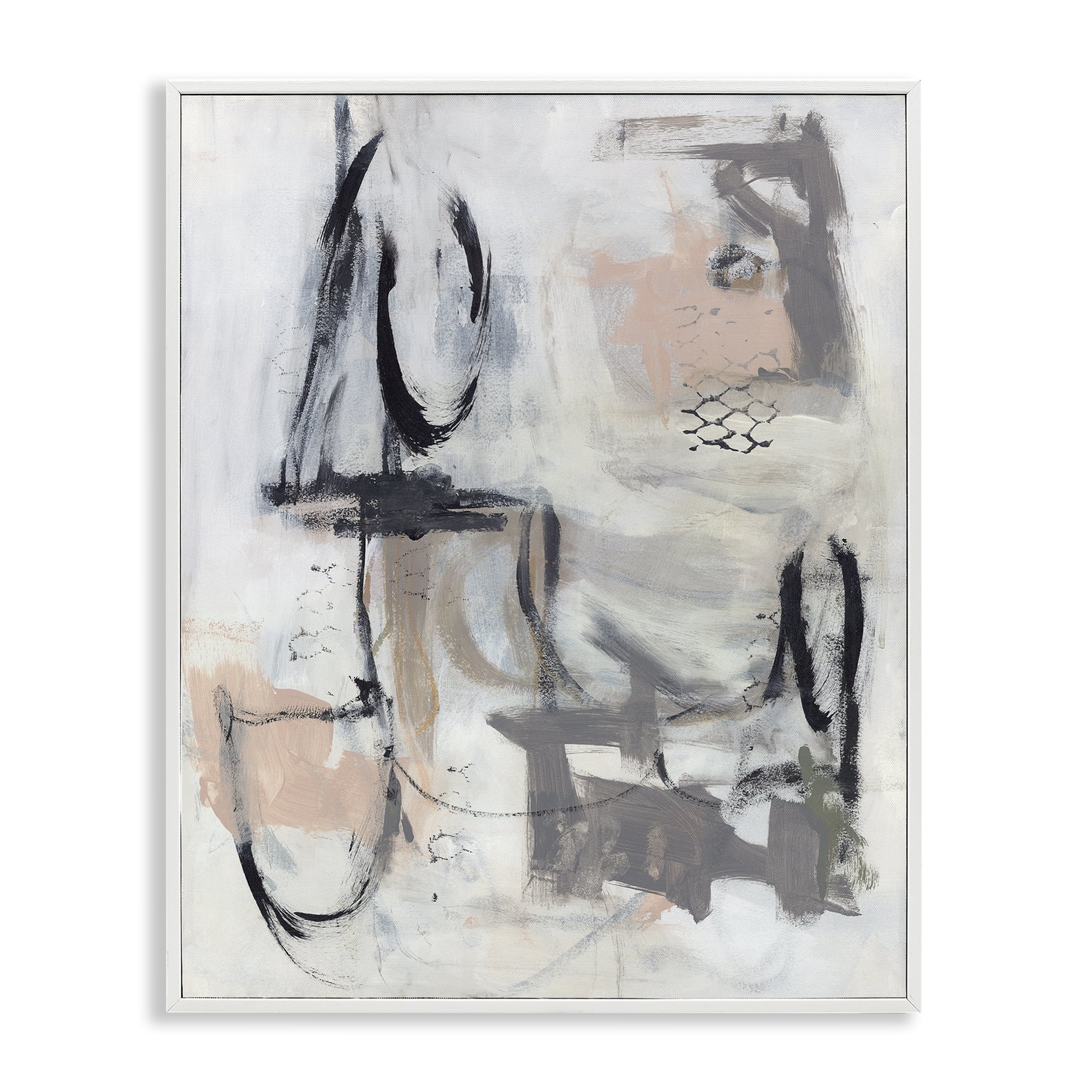 Stupell Industries Brushed Collage Abstract Abstract Painting White Framed Art Print Wall Art, 16 x 20