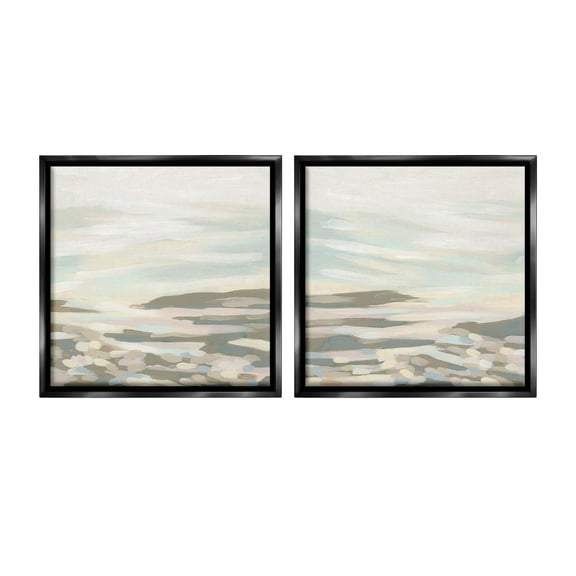 Stupell Industries Brushed Desert Landscape Abstract Painting Black Floater Framed Canvas Art Print Wall Art, 18 x 18, Set of 2
