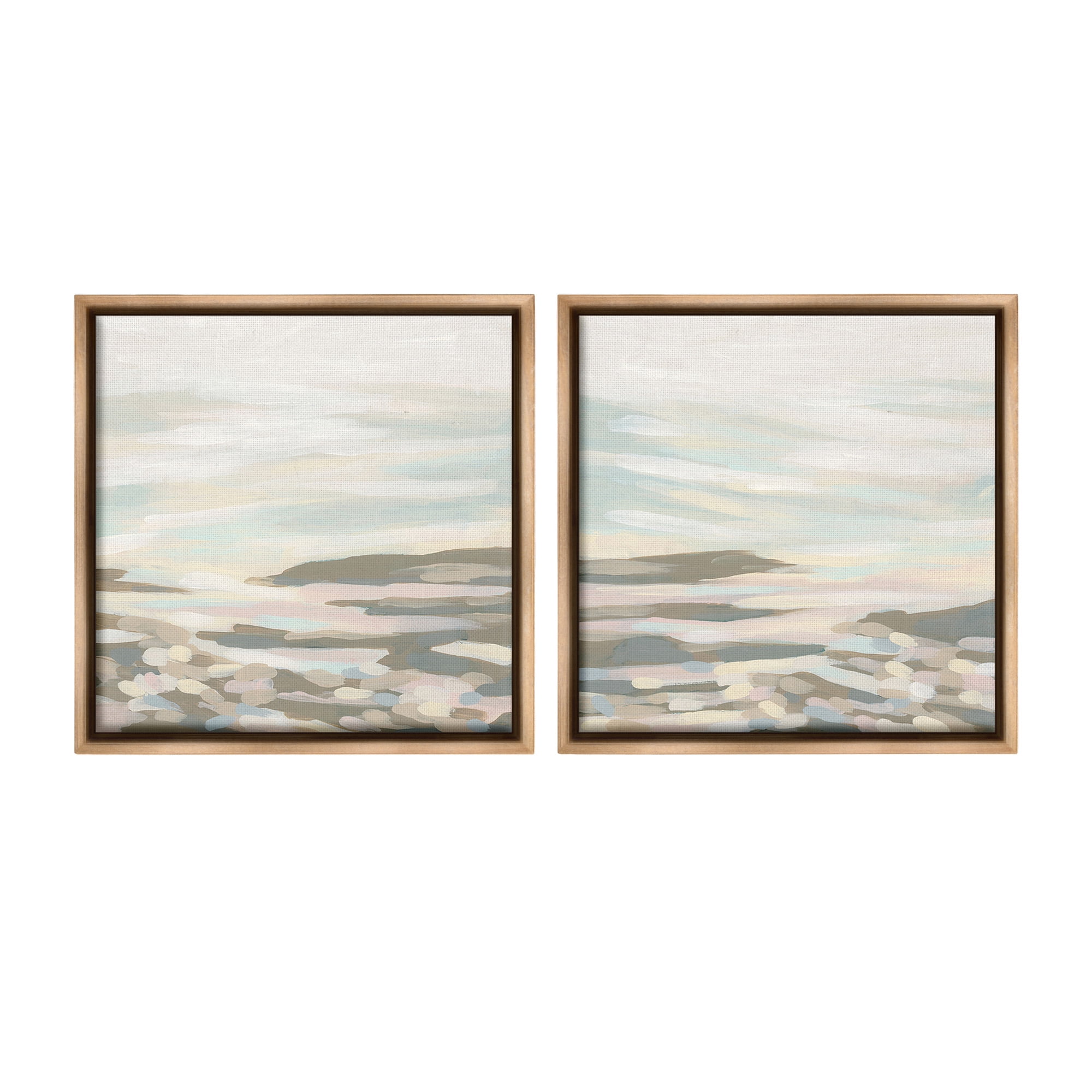 Stupell Industries Brushed Desert Landscape Abstract Painting Brown Floater Framed Canvas Art Print Wall Art, 25 x 25, Set of 2