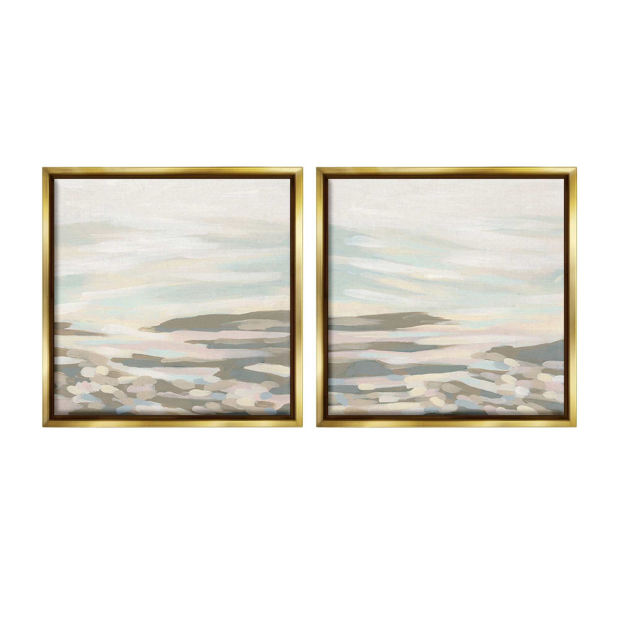 Stupell Industries Brushed Desert Landscape Abstract Painting Gold Floater Framed Canvas Art Print Wall Art, 25 x 25, Set of 2