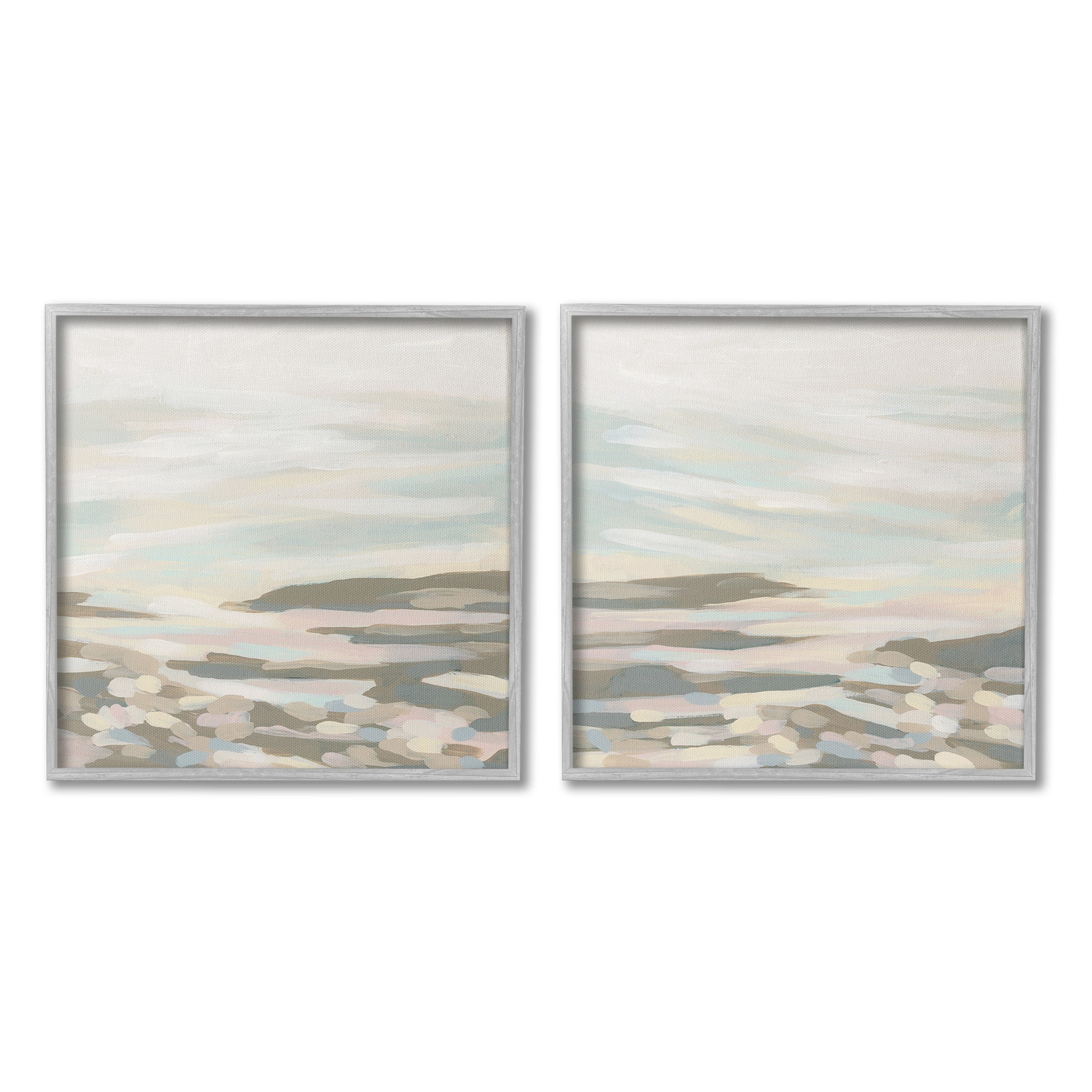 Stupell Industries Brushed Desert Landscape Abstract Painting Gray Framed Art Print Wall Art, 12 x 12, Set of 2