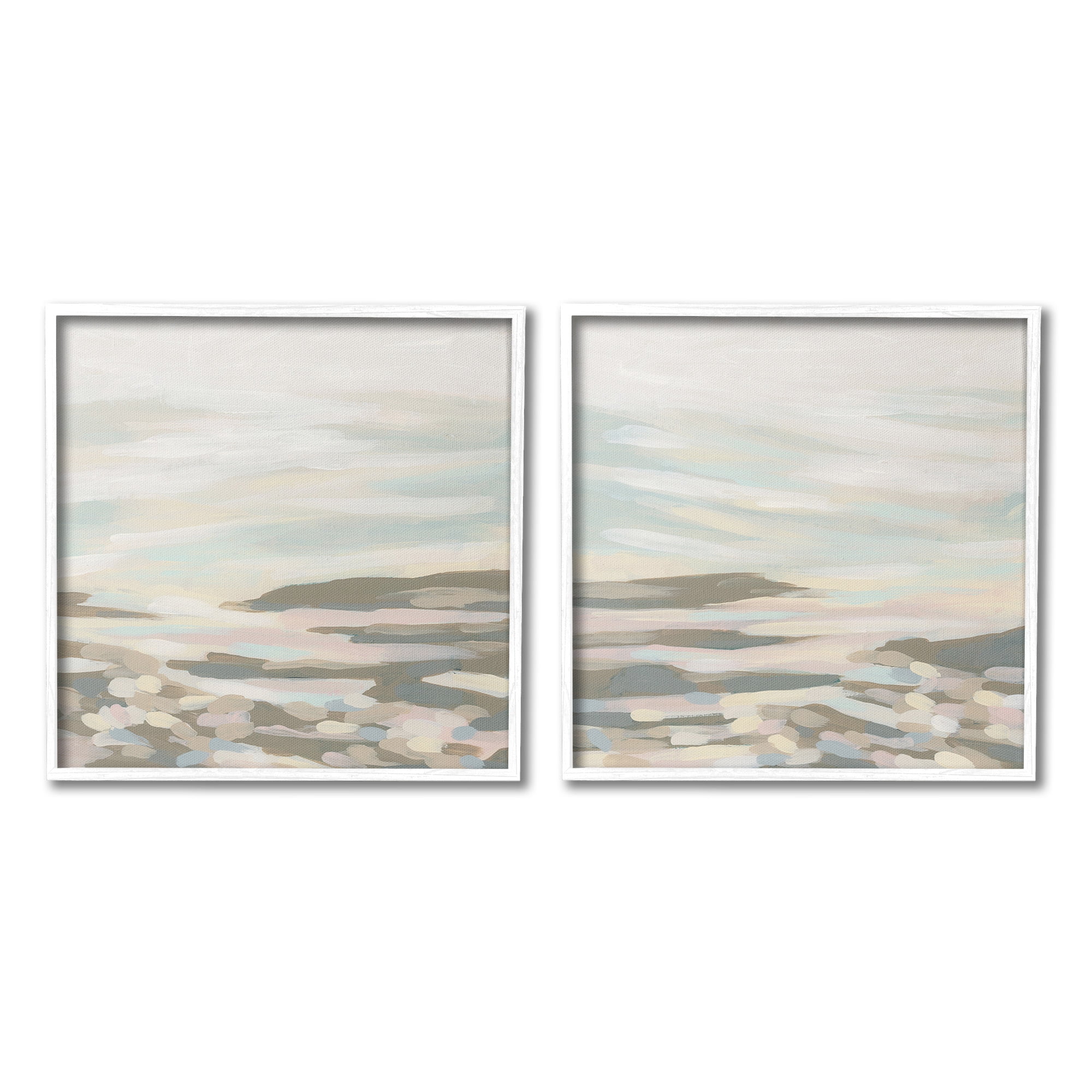 Stupell Industries Brushed Desert Landscape Abstract Painting White Framed Art Print Wall Art, 24 x 24, Set of 2
