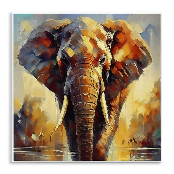 Stupell Industries Brushed Elephant Portrait Animals Painting Unframed Art Print Wall Art, 12 x 12