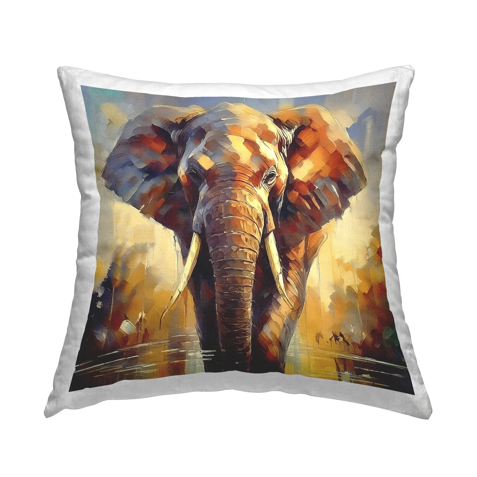 Stupell Industries Brushed Elephant Portrait Decorative Printed Throw Pillow Design by Noah Bay.