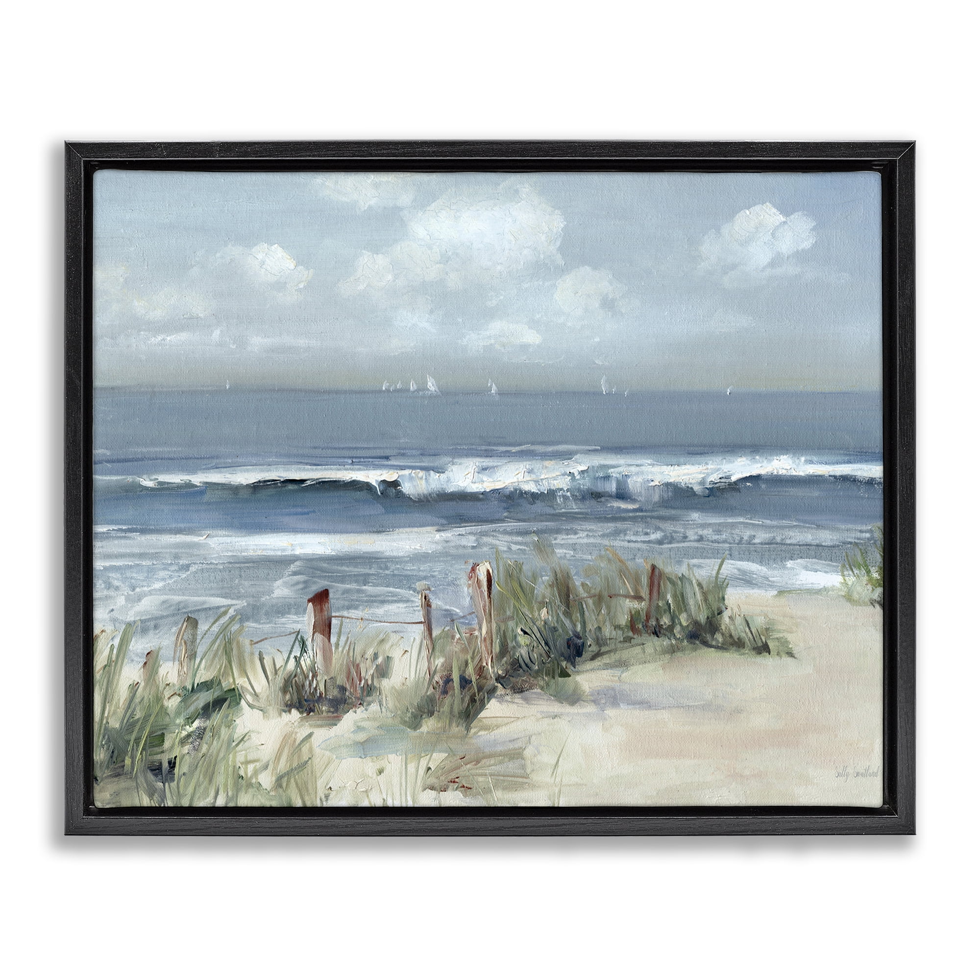Stupell Industries Brushed Expression of Coast Black Framed Floater Canvas Wall Art, design by Sally Swatland