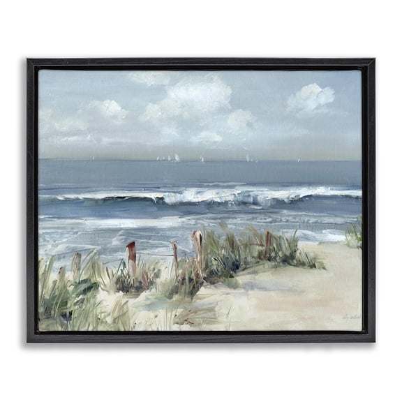 Stupell Industries Brushed Expression of Coast Black Framed Floater Canvas Wall Art, design by Sally Swatland