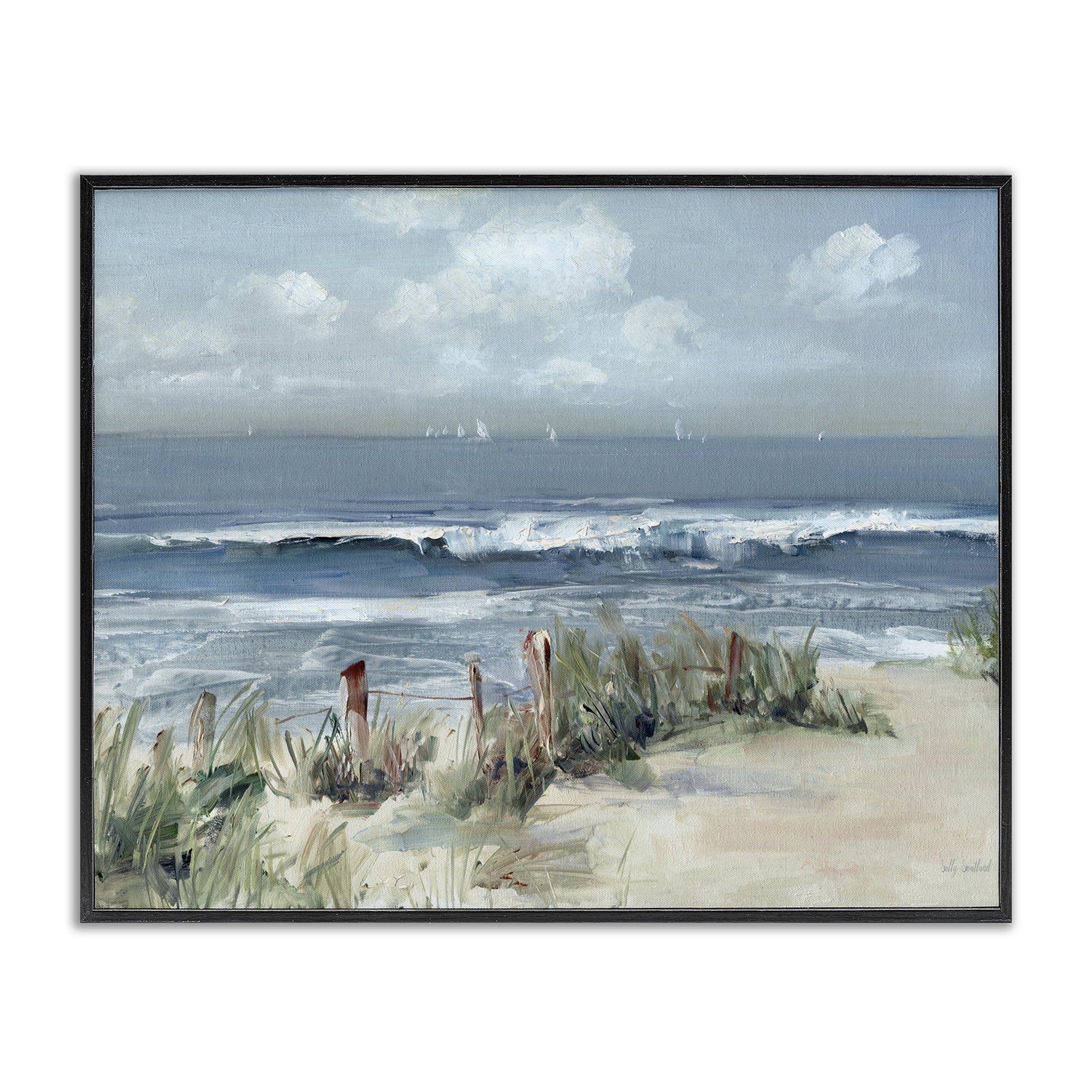 Stupell Industries Brushed Expression of Coast Black Framed Giclee Art, design by Sally Swatland