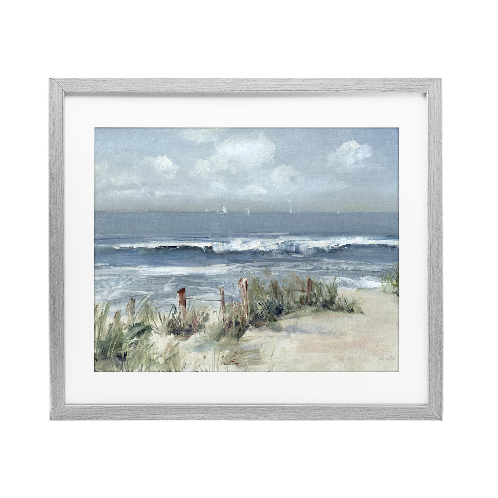 Stupell Industries Brushed Expression of Coast Gray Framed Print Under Glass, design by Sally Swatland