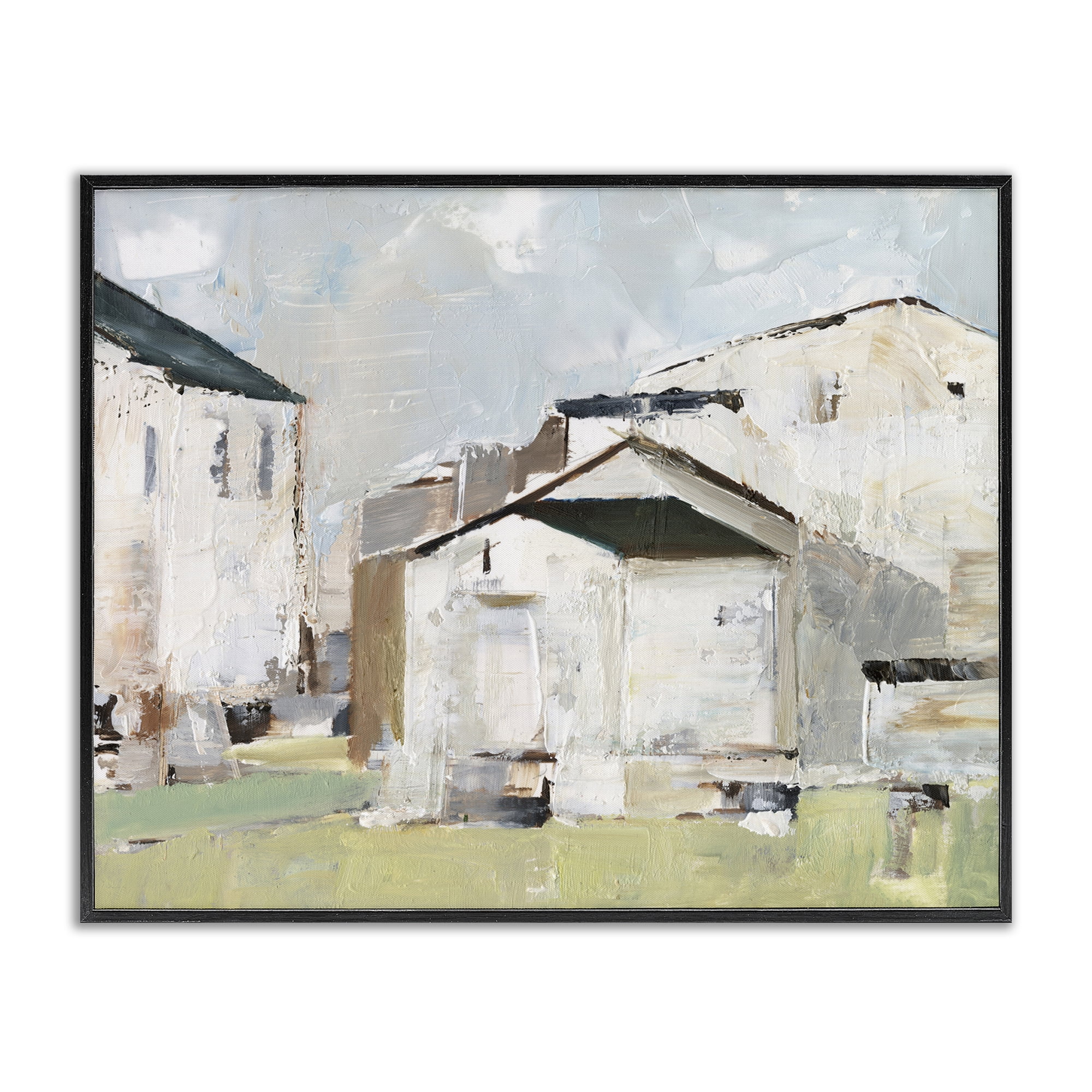 Stupell Industries Brushed Farm Houses Scenic & Cityscapes Painting Black Framed Art Print Wall Art, 14 x 11