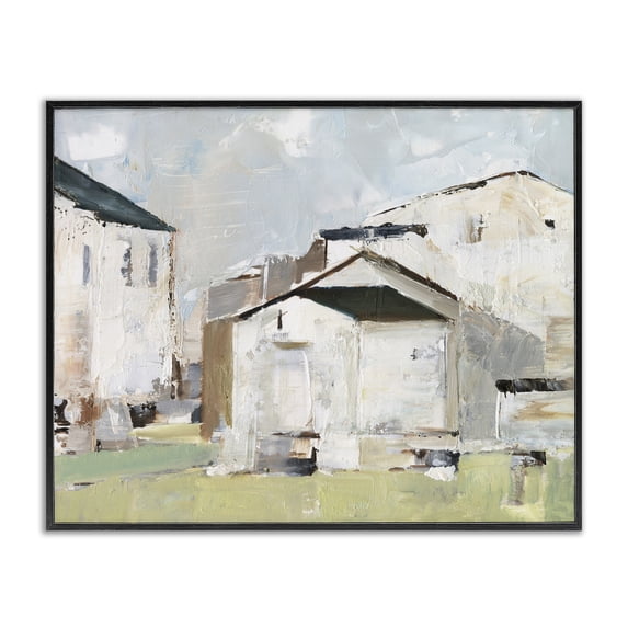 Stupell Industries Brushed Farm Houses Scenic & Cityscapes Painting Black Framed Art Print Wall Art, 14 x 11