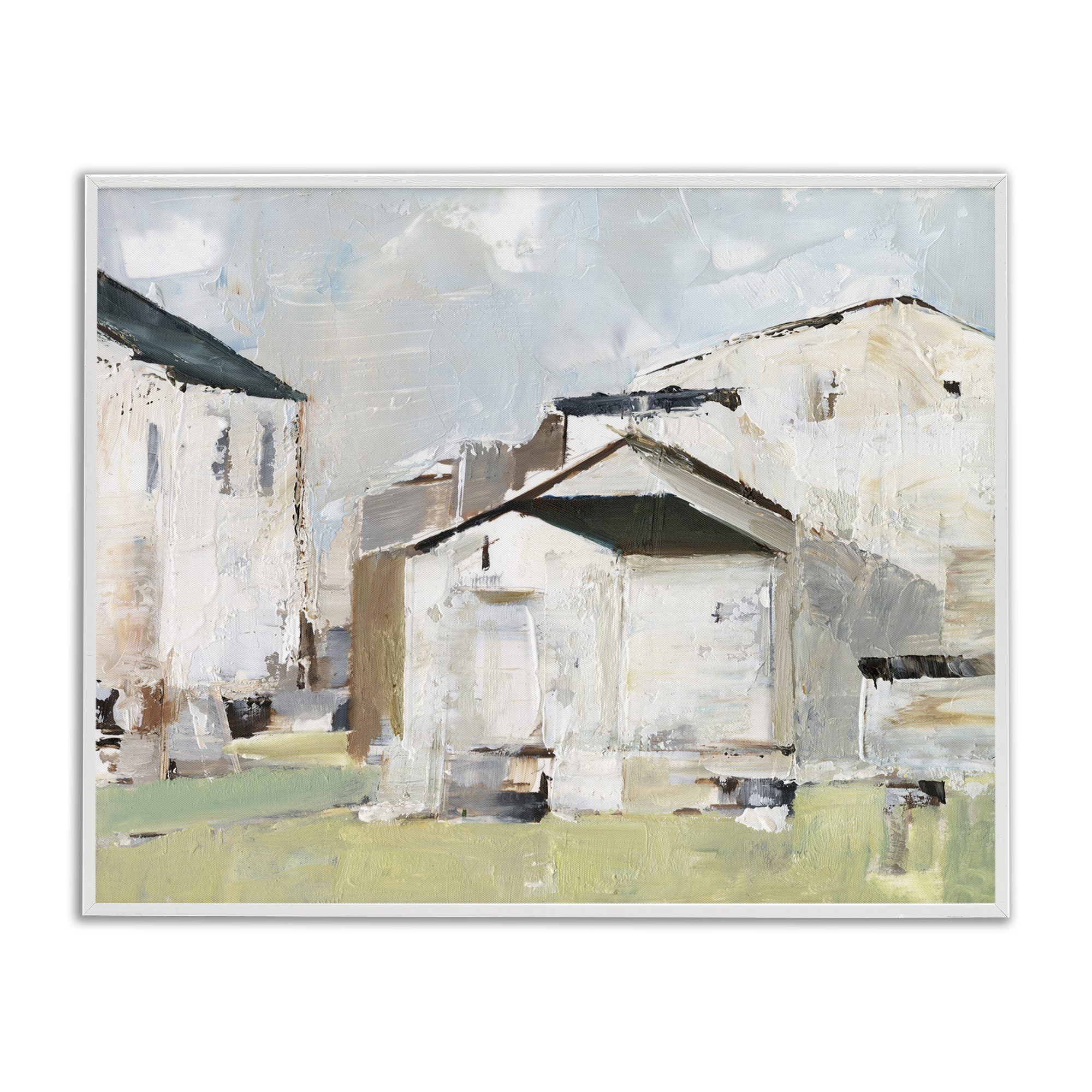 Stupell Industries Brushed Farm Houses Scenic & Cityscapes Painting White Framed Art Print Wall Art, 14 x 11