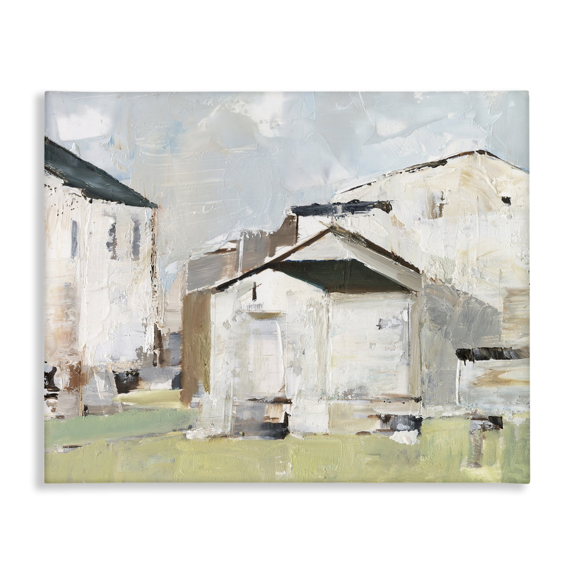 Stupell Industries Brushed Farm Houses Scenic & Cityscapes Painting Wrapped Canvas Art Print Wall Art, 20 x 16