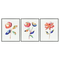 Stupell Industries Brushed Freeflow Flower Plants & Flowers Painting Black Framed Art Print Wall Art, 11 x 14, Set of 3