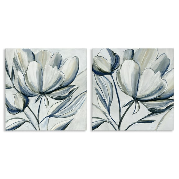 Stupell Industries Brushed Grey Tulips 2 Piece Canvas Wall Art Set design by Hannah Dawson, 24 x 24