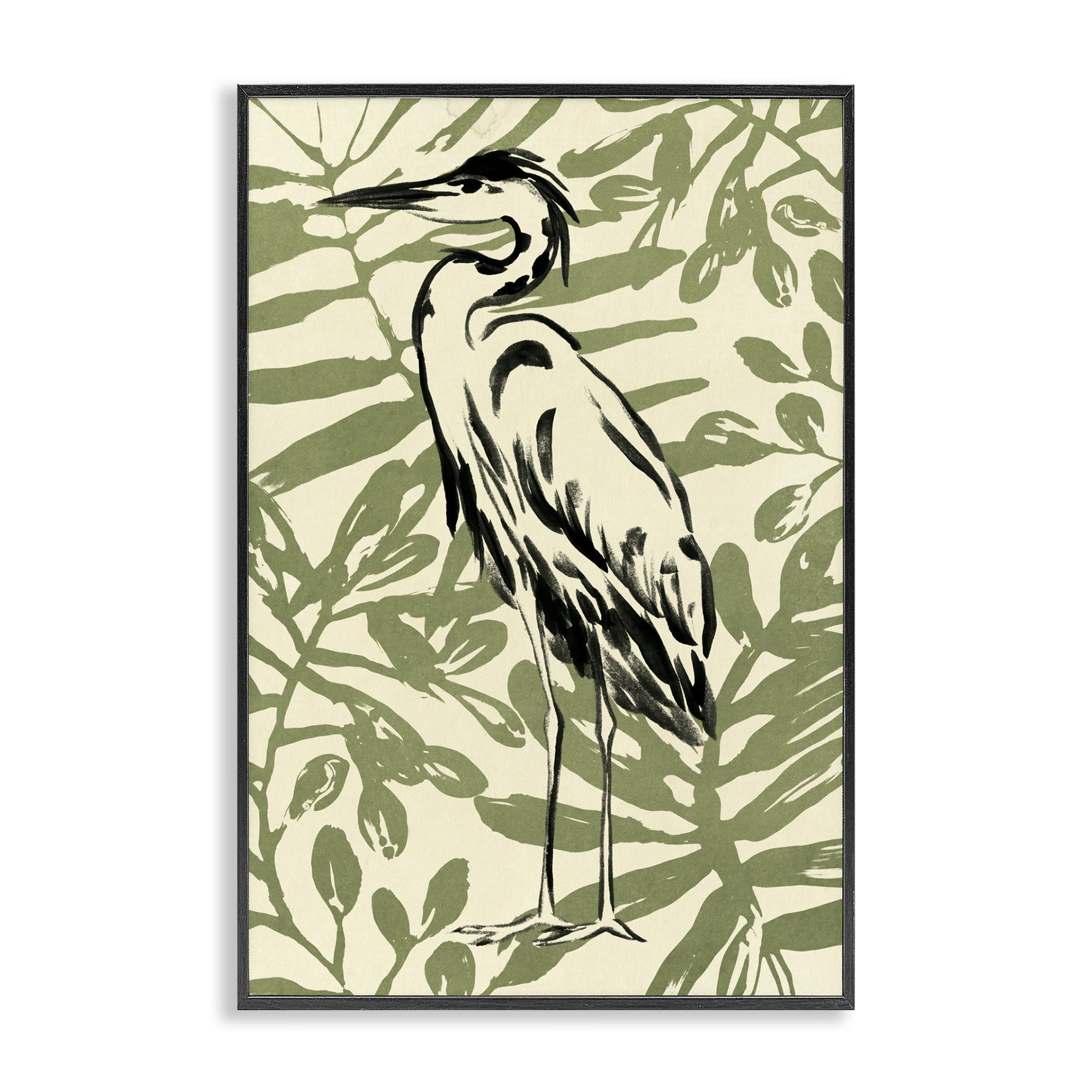 Stupell Industries Brushed Heron Portrait Animals & Insects Painting Black Framed Art Print Wall Art, 16 x 24