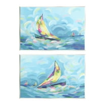 Stupell Industries Brushed Maritime Sailboats Transportation Painting Unframed Art Print Wall Art, 15 x 10, Set of 2
