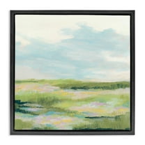 Stupell Industries Brushed Meadow & Sky Landscape & Nature Painting Black Floater Framed Canvas Art Print Wall Art, 18 x 18