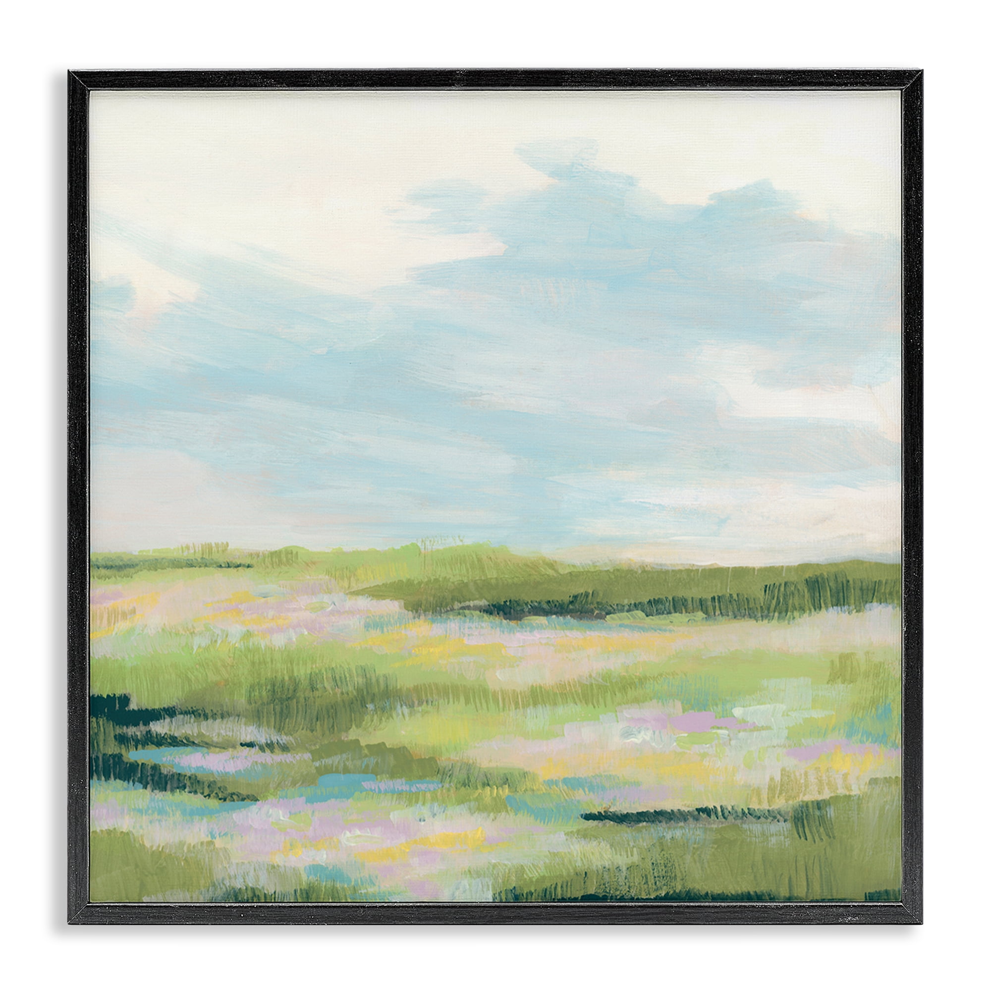 Stupell Industries Brushed Meadow & Sky Landscape & Nature Painting Black Framed Art Print Wall Art, 24 x 24