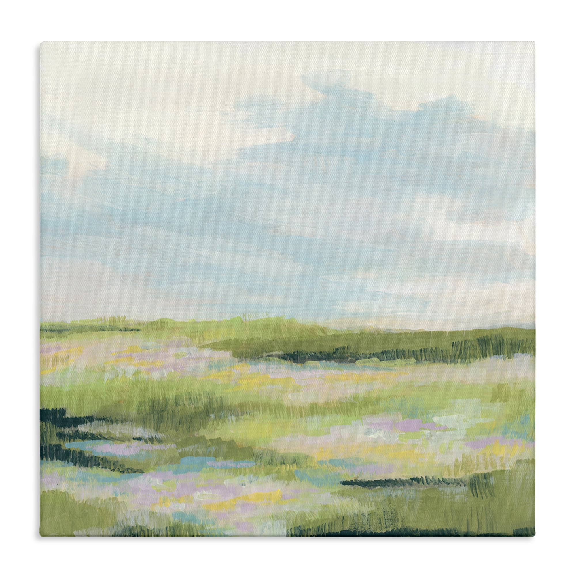Stupell Industries Brushed Meadow & Sky Landscape & Nature Painting Wrapped Canvas Art Print Wall Art, 17 x 17