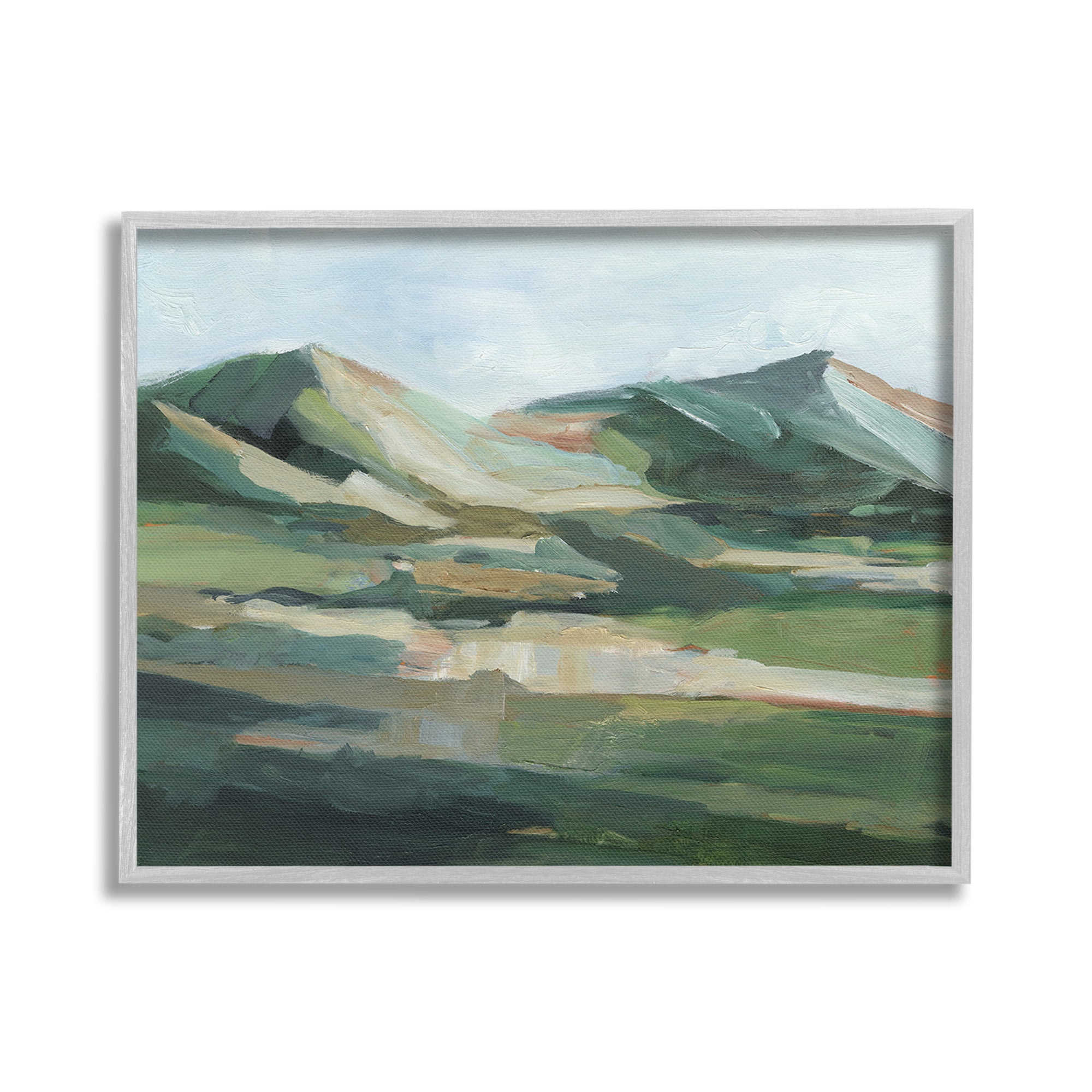 Stupell Industries Brushed Mountain Peaks Landscape Painting Gray Framed Art Print Wall Art, 30 x 24