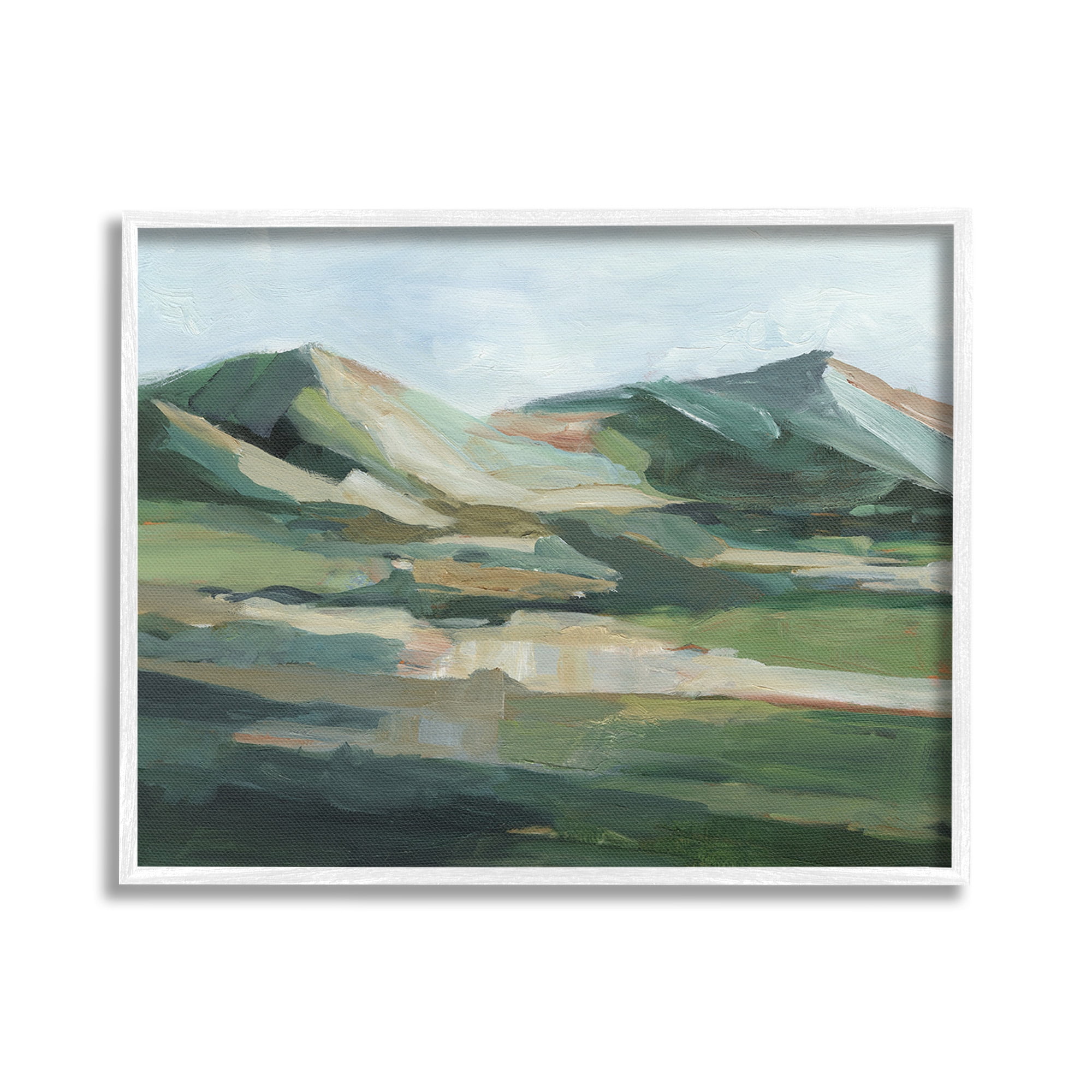 Stupell Industries Brushed Mountain Peaks Landscape Painting White Framed Art Print Wall Art, 20 x 16
