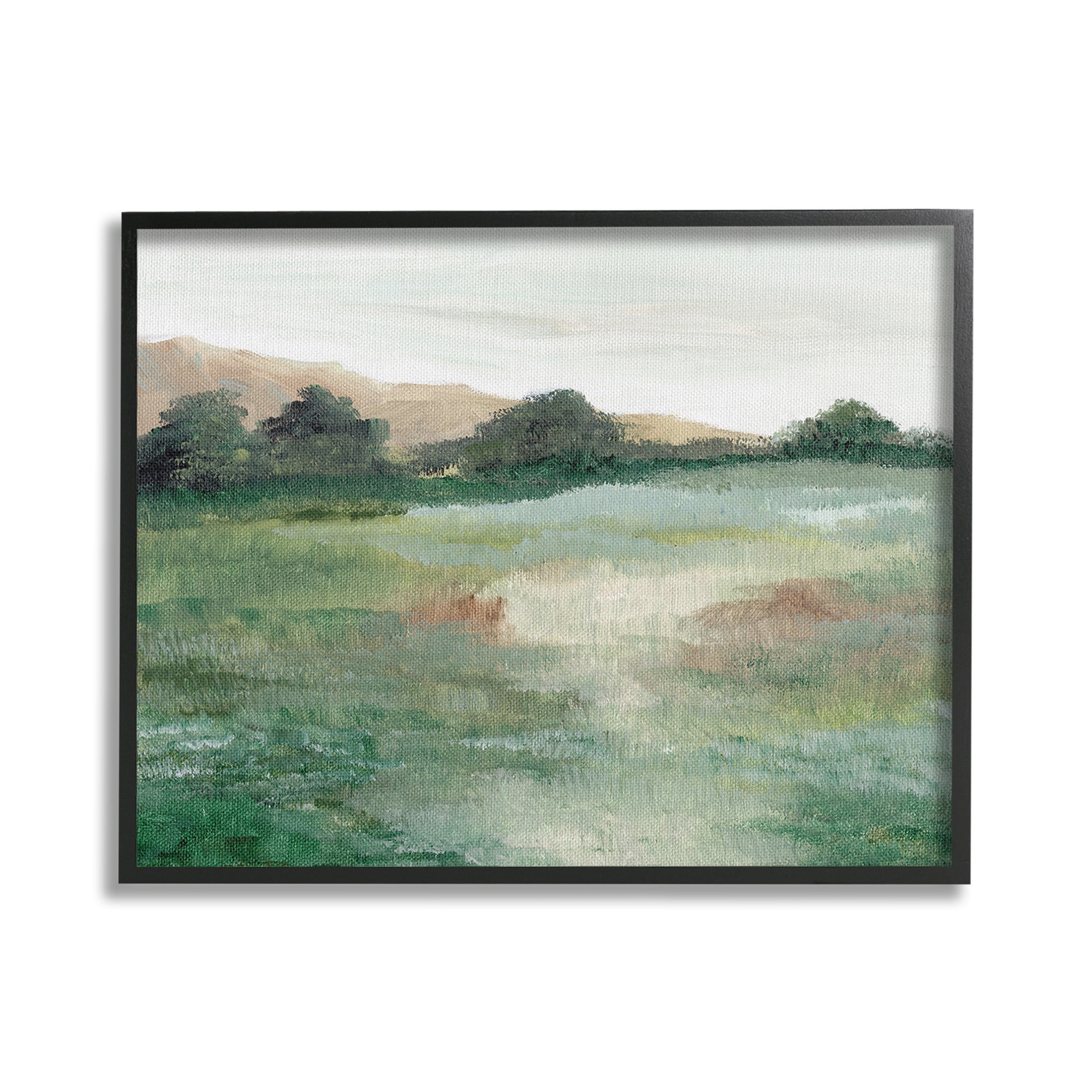 Stupell Industries Brushed Mountain Valley Landscape Painting Black Framed Art Print Wall Art, 30 x 24