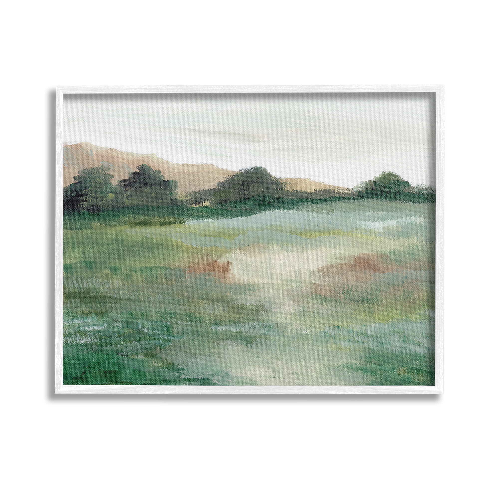 Stupell Industries Brushed Mountain Valley Landscape Painting White Framed Art Print Wall Art, 14 x 11