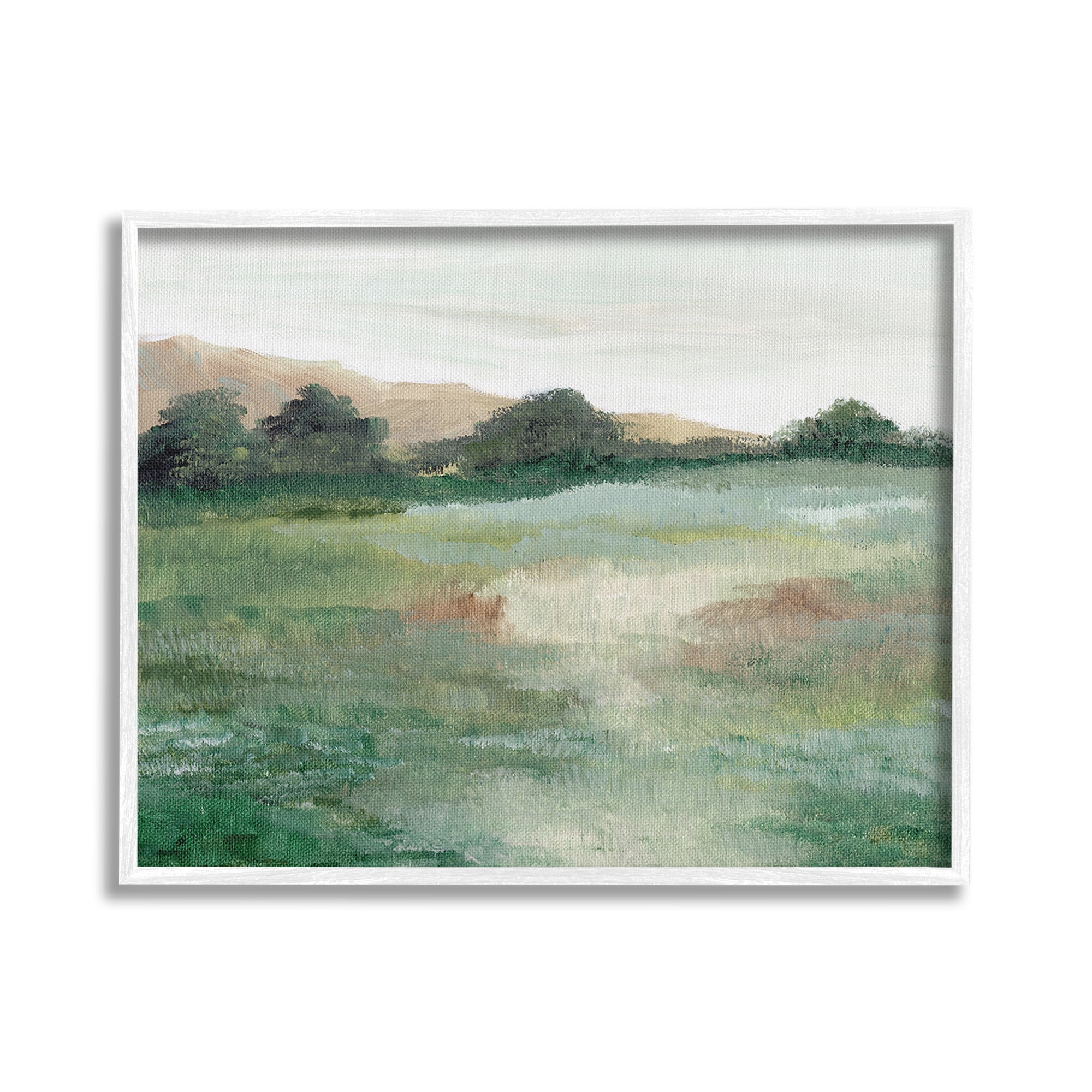 Stupell Industries Brushed Mountain Valley Landscape Painting White Framed Art Print Wall Art, 20 x 16