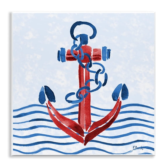 Stupell Industries Brushed Nautical Anchor Wall Plaque Art design by Paul Brent, 12 x 12