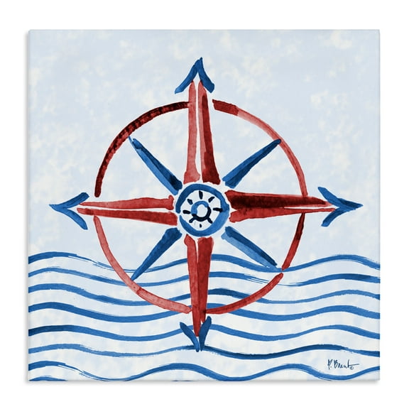 Stupell Industries Brushed Nautical Compass Canvas Wall Art design by Paul Brent, 24 x 24