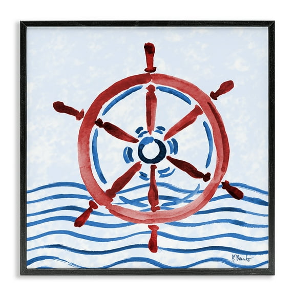 Stupell Industries Brushed Nautical Helm Black Framed Giclee Art design by Paul Brent, 12 x 12