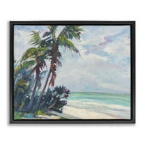 Stupell Industries Brushed Palm Painting Landscape & Nature Painting Black Floater Framed Canvas Art Print Wall Art, 21 x 17