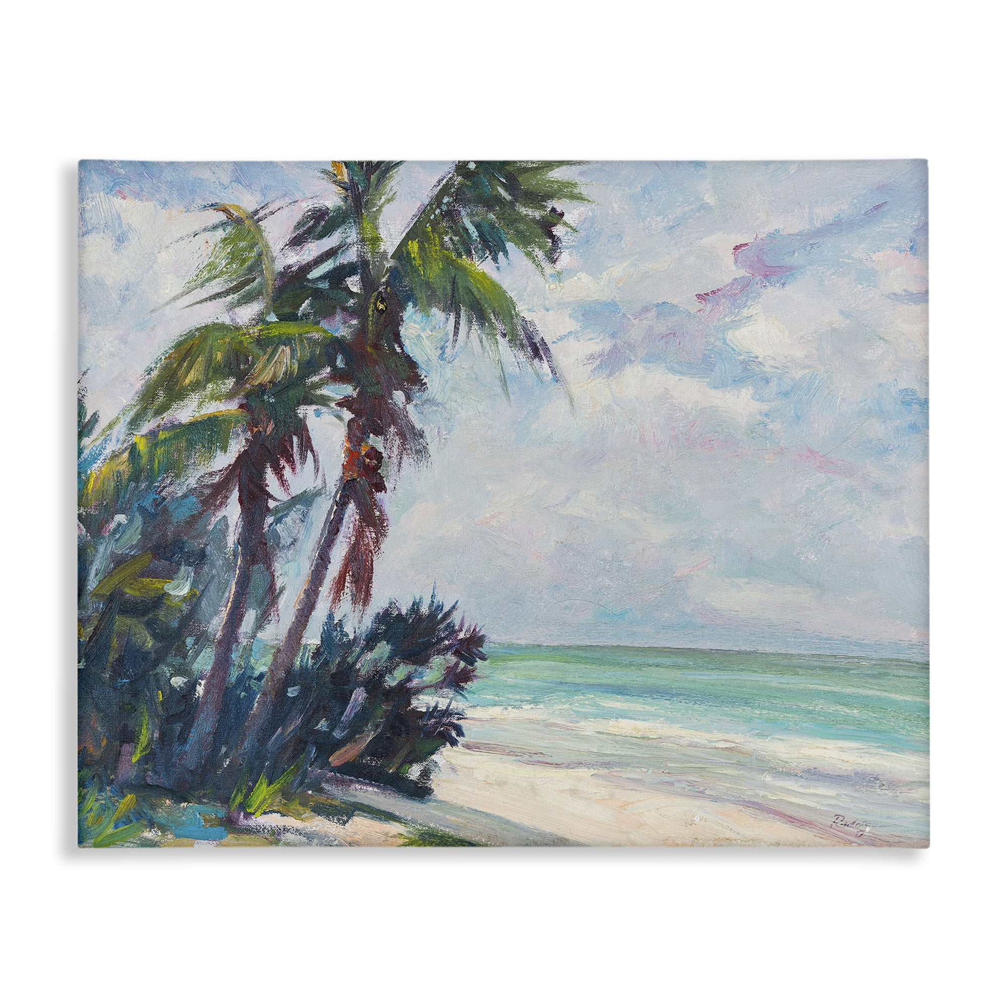 Stupell Industries Brushed Palm Painting Landscape & Nature Painting Wrapped Canvas Art Print Wall Art, 48 x 36