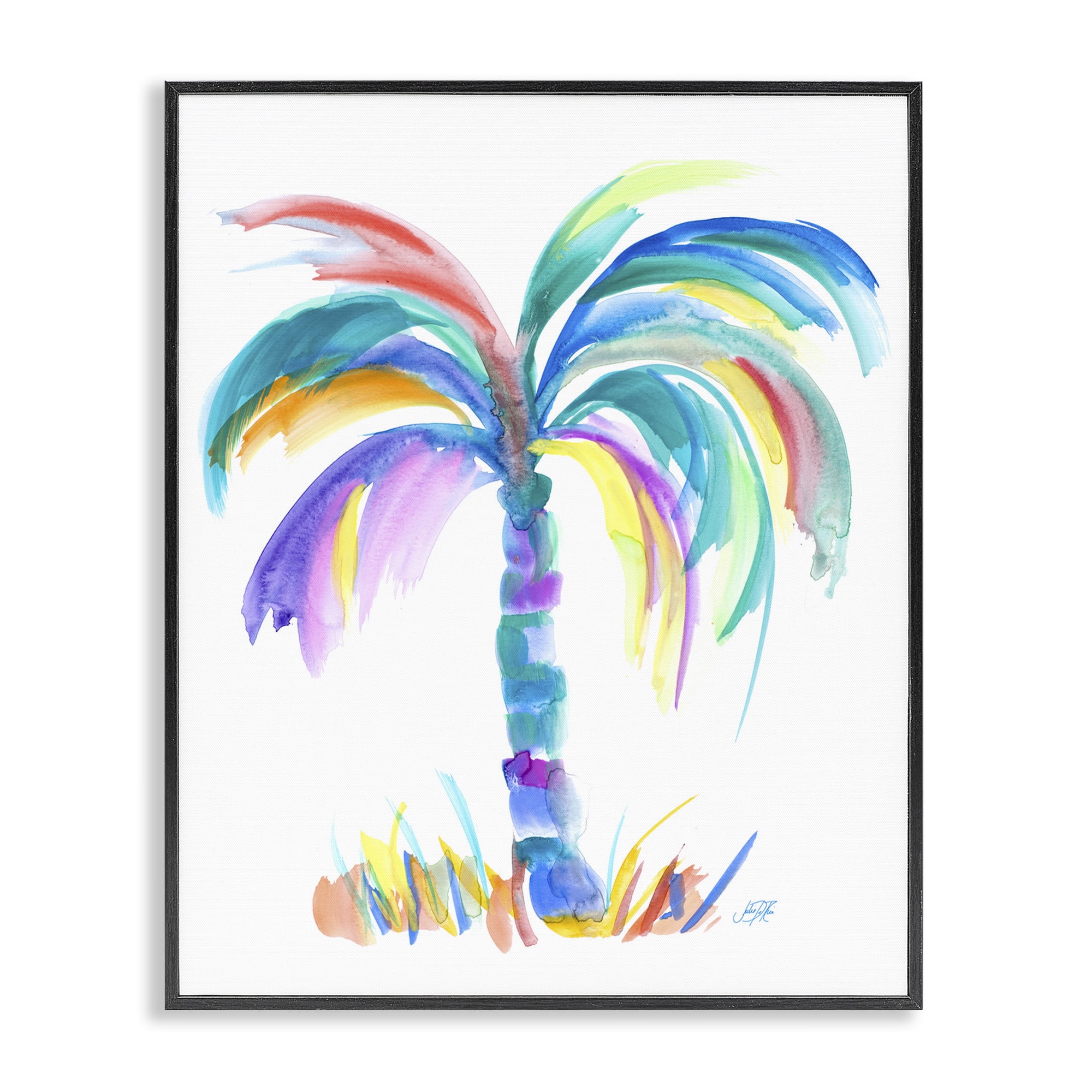Stupell Industries Brushed Palm Tree Botanical & Floral Painting Black Framed Art Print Wall Art, 24 x 30