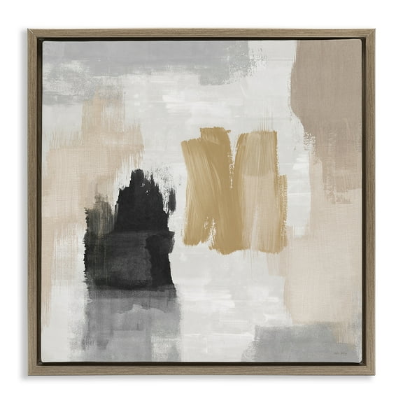 Stupell Industries Brushed Pastel Soft Abstract Brown Framed Floater Canvas Wall Art design by Amber Sterling, 25 x 25