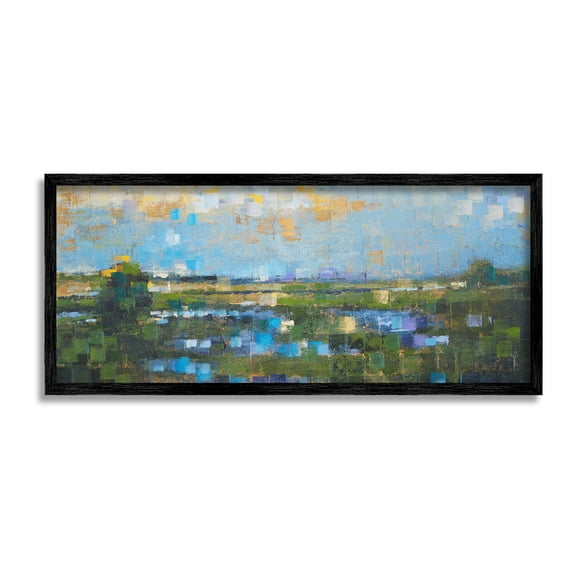Stupell Industries Brushed River Landscape Landscape Painting Black Framed Art Print Wall Art, 24 x 10