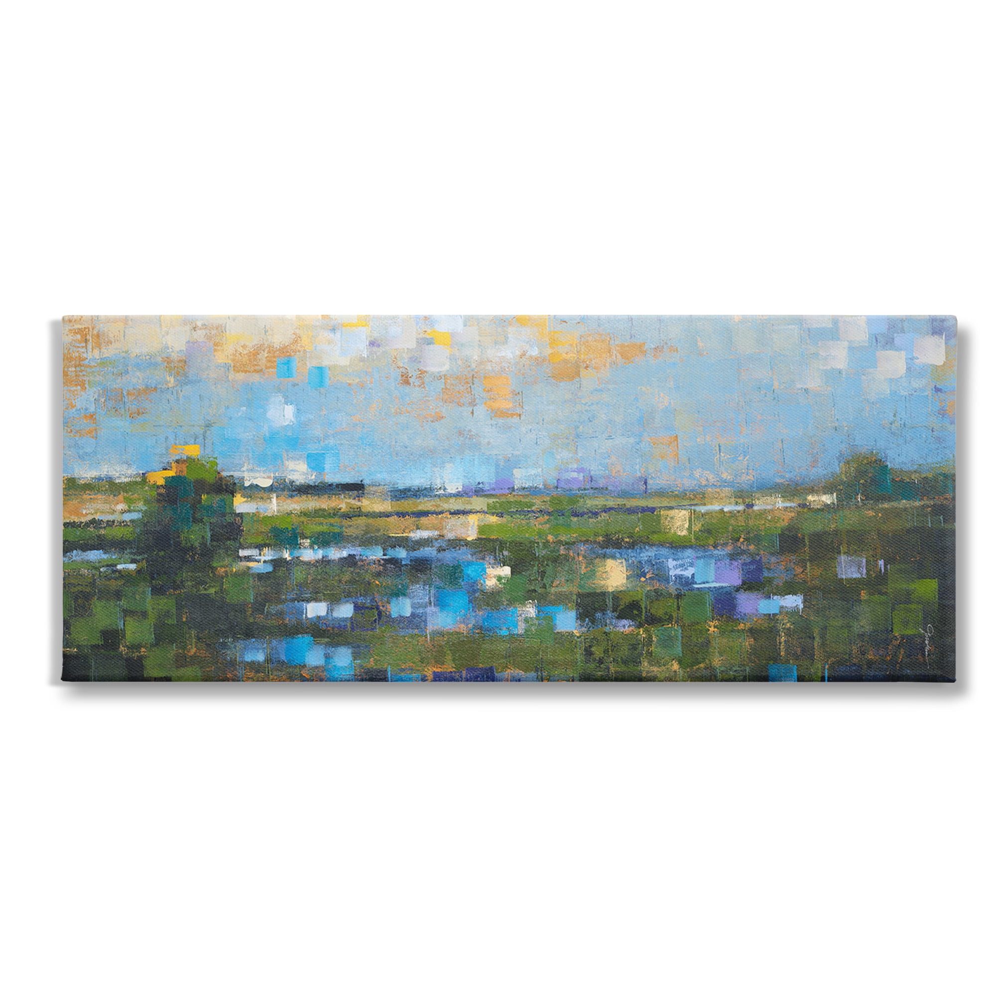 Stupell Industries Brushed River Landscape Landscape Painting Gallery Wrapped Canvas Art Print Wall Art, 40 x 17