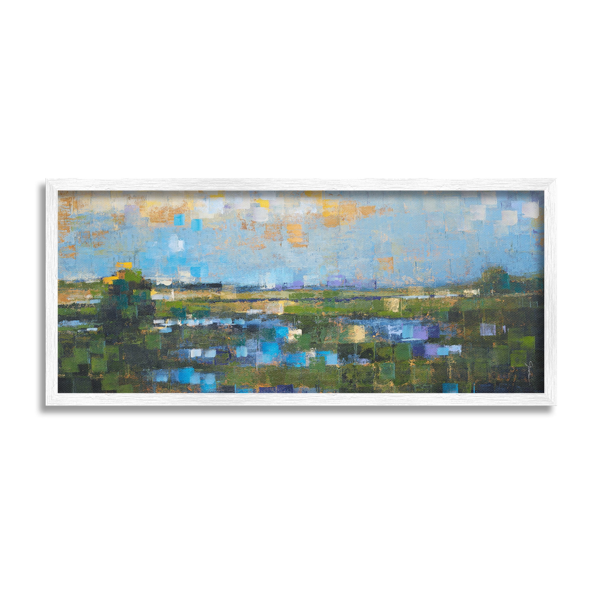 Stupell Industries Brushed River Landscape Landscape Painting White Framed Art Print Wall Art, 24 x 10