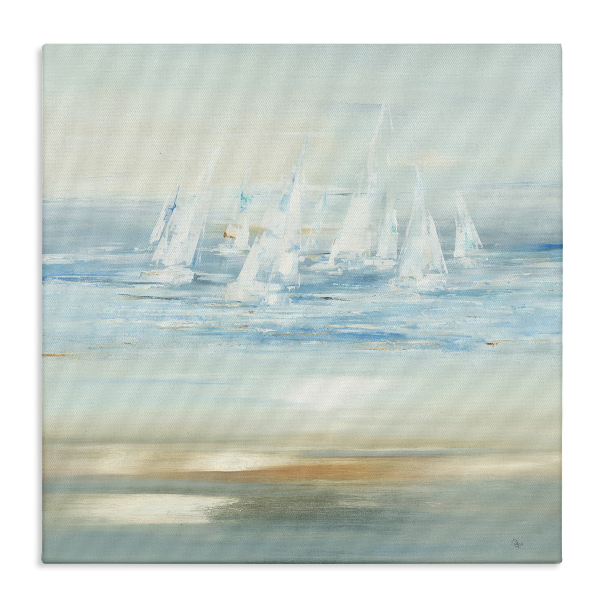 Stupell Industries Brushed Sailboat Fleet Coastal Painting Gallery Wrapped Canvas Art Print Wall Art, 36 x 36