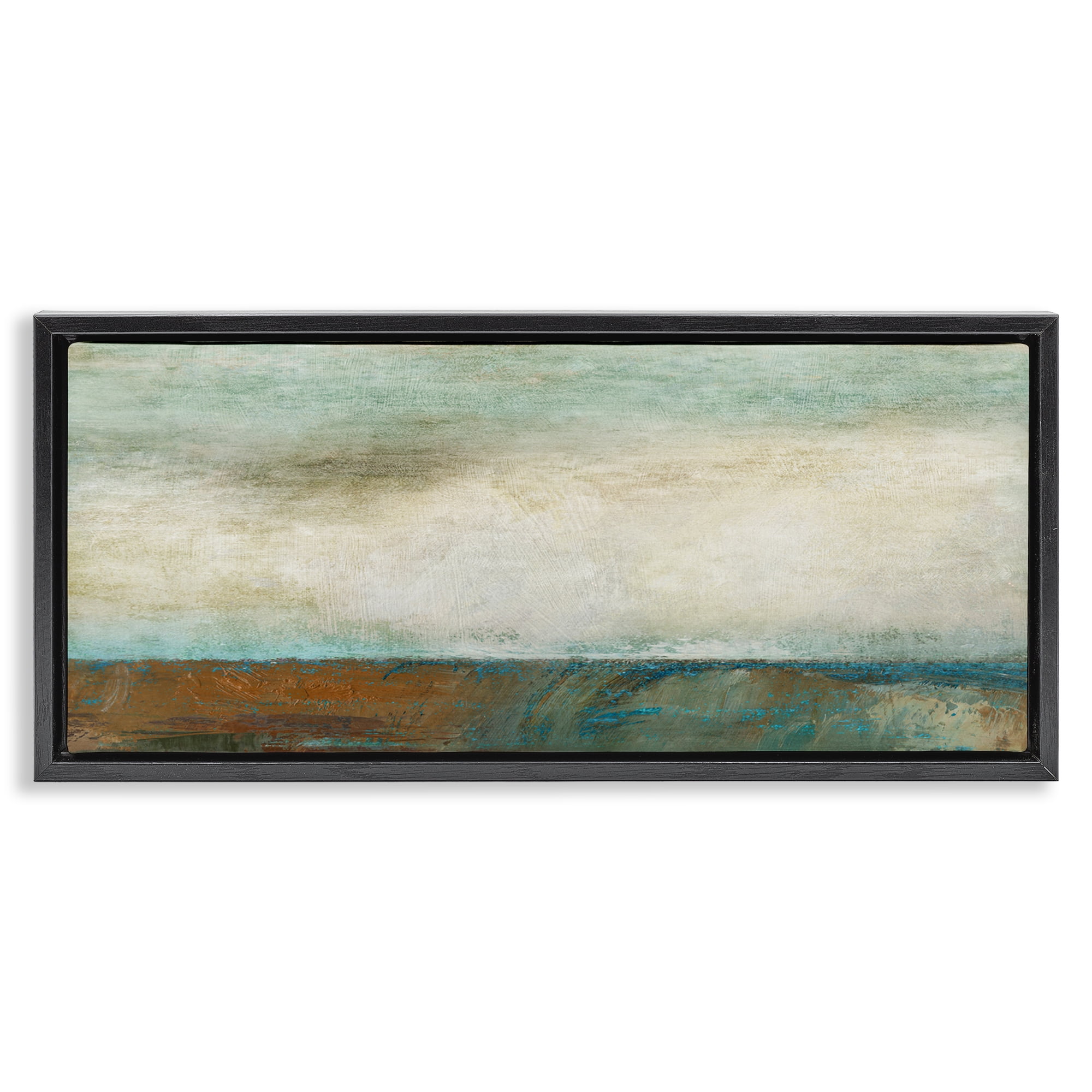 Stupell Industries Brushed Seascape View Abstract Painting Black Floater Framed Canvas Art Print Wall Art, 31 x 14