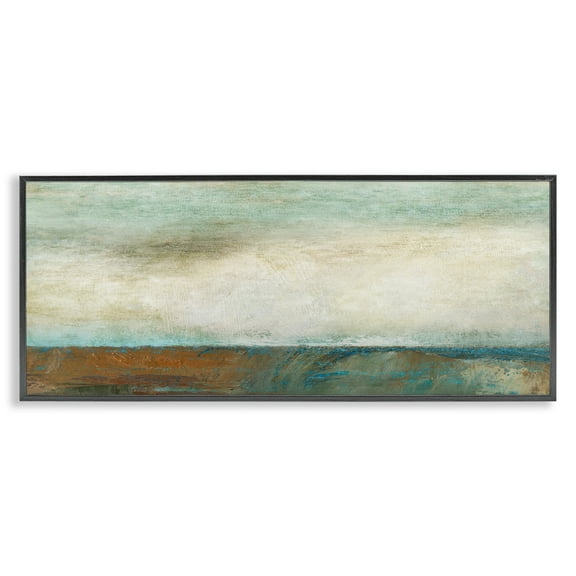 Stupell Industries Brushed Seascape View Abstract Painting Black Framed Art Print Wall Art, 24 x 10