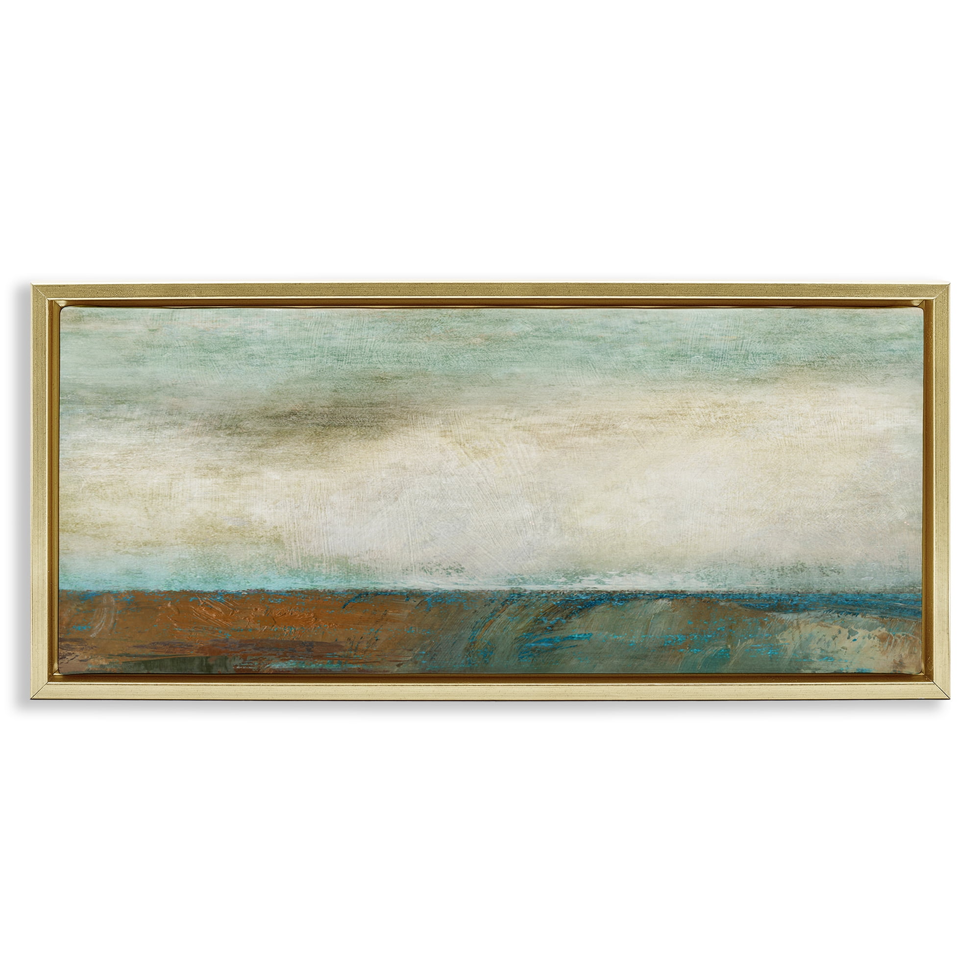 Stupell Industries Brushed Seascape View Abstract Painting Gold Floater Framed Canvas Art Print Wall Art, 31 x 14