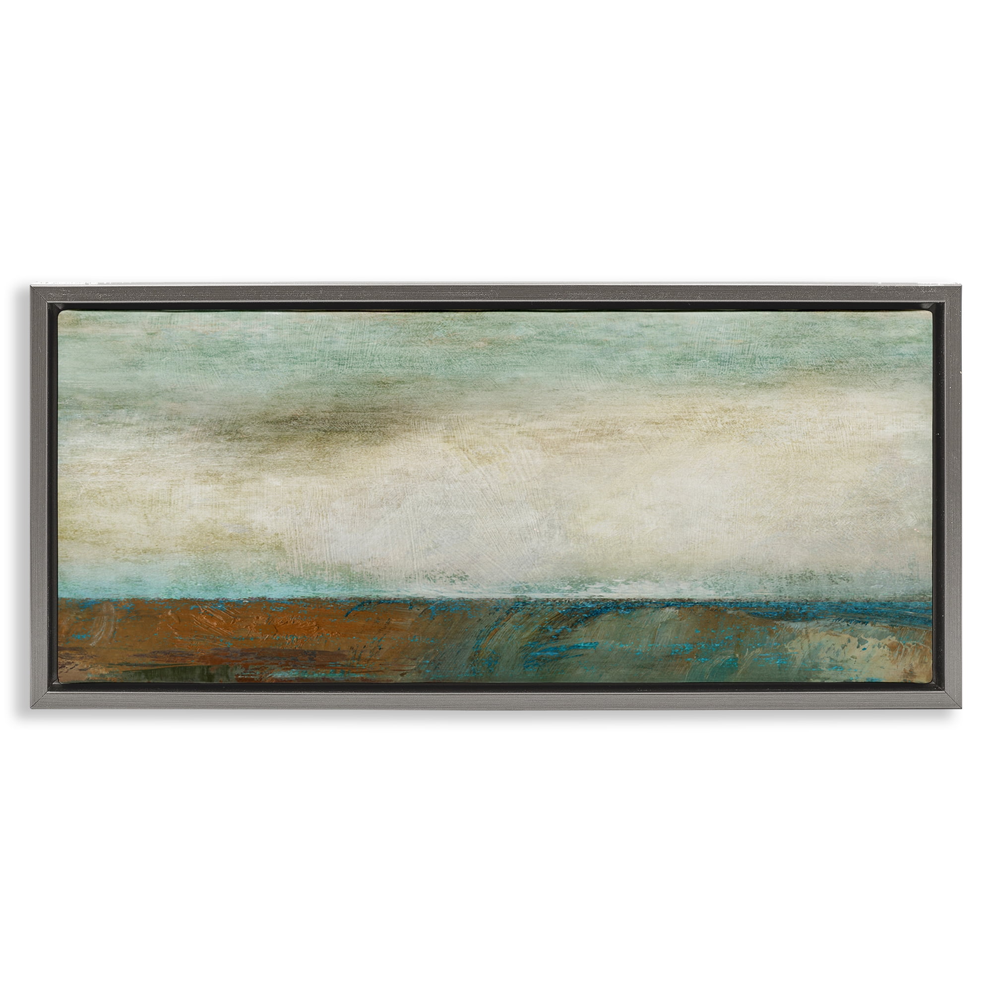 Stupell Industries Brushed Seascape View Abstract Painting Gray Floater Framed Canvas Art Print Wall Art, 31 x 14