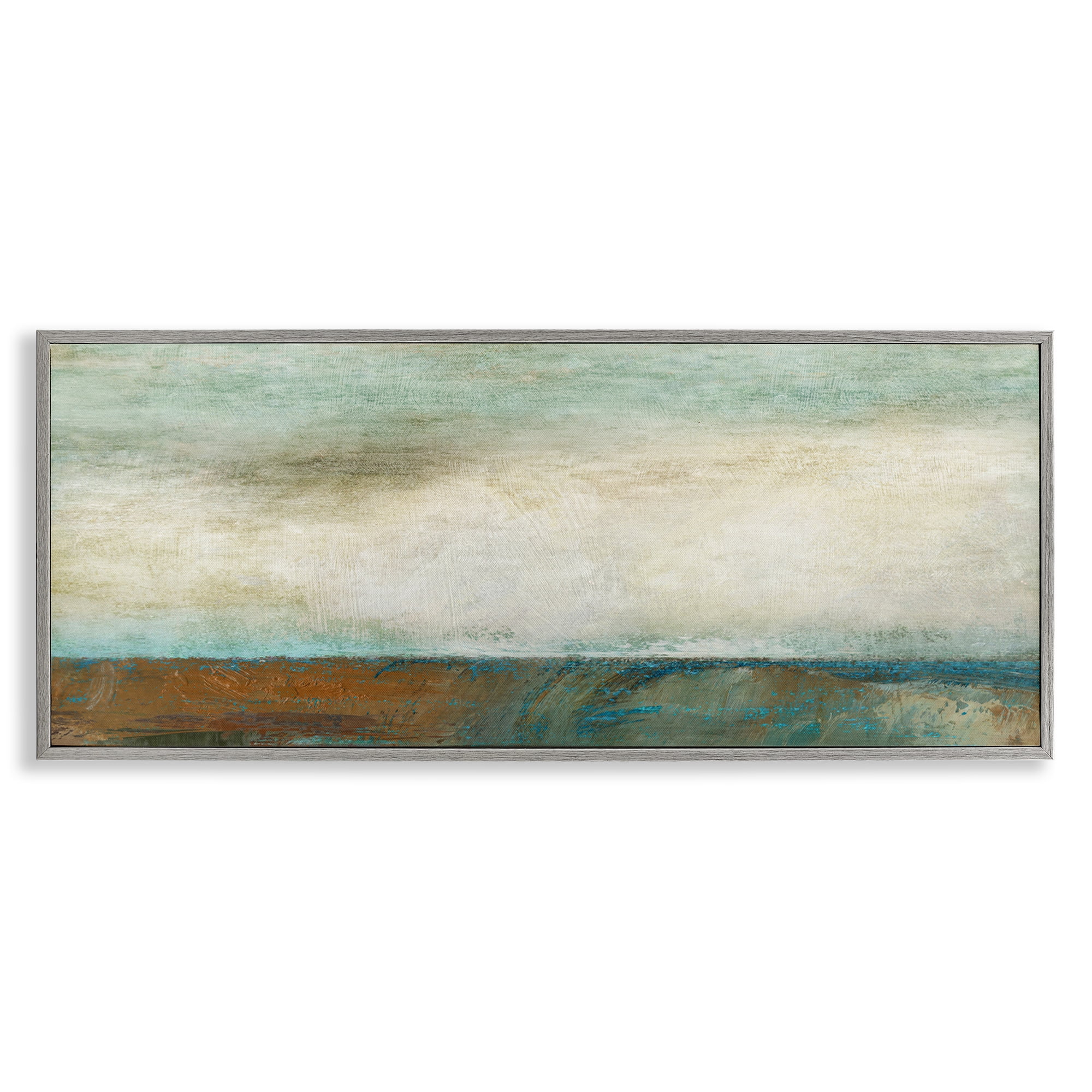Stupell Industries Brushed Seascape View Abstract Painting Gray Framed Art Print Wall Art, 30 x 13